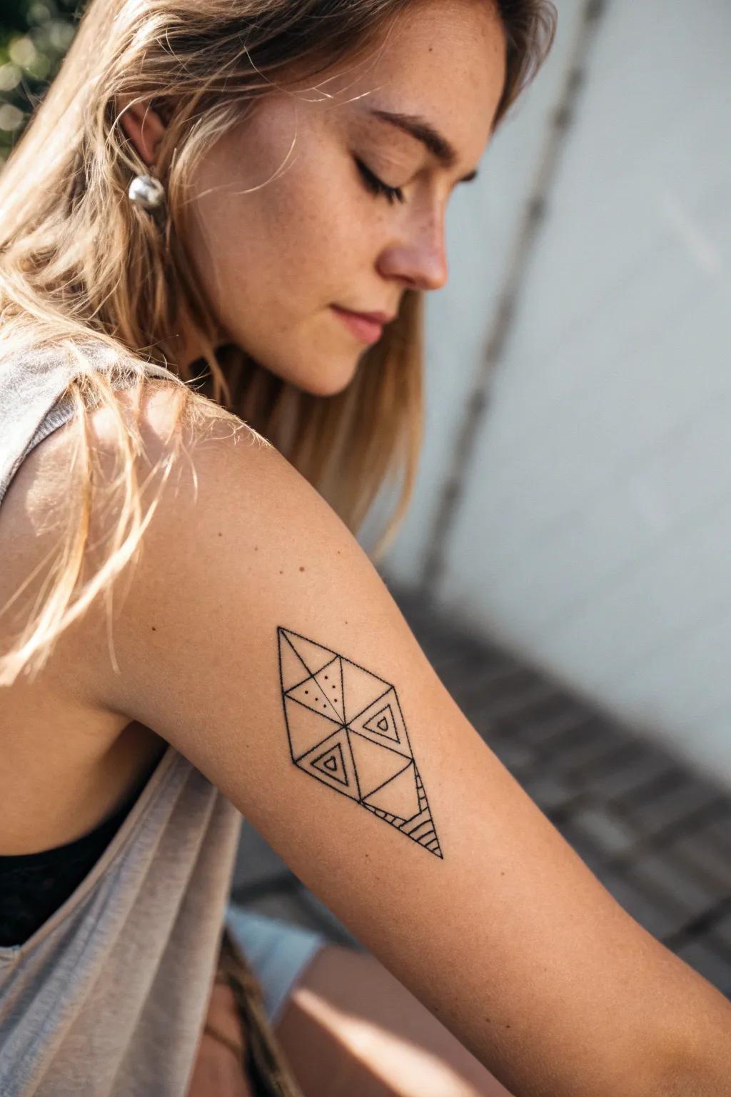 Embrace the art of simplicity with abstract geometric tattoos, where minimalism meets creativity.