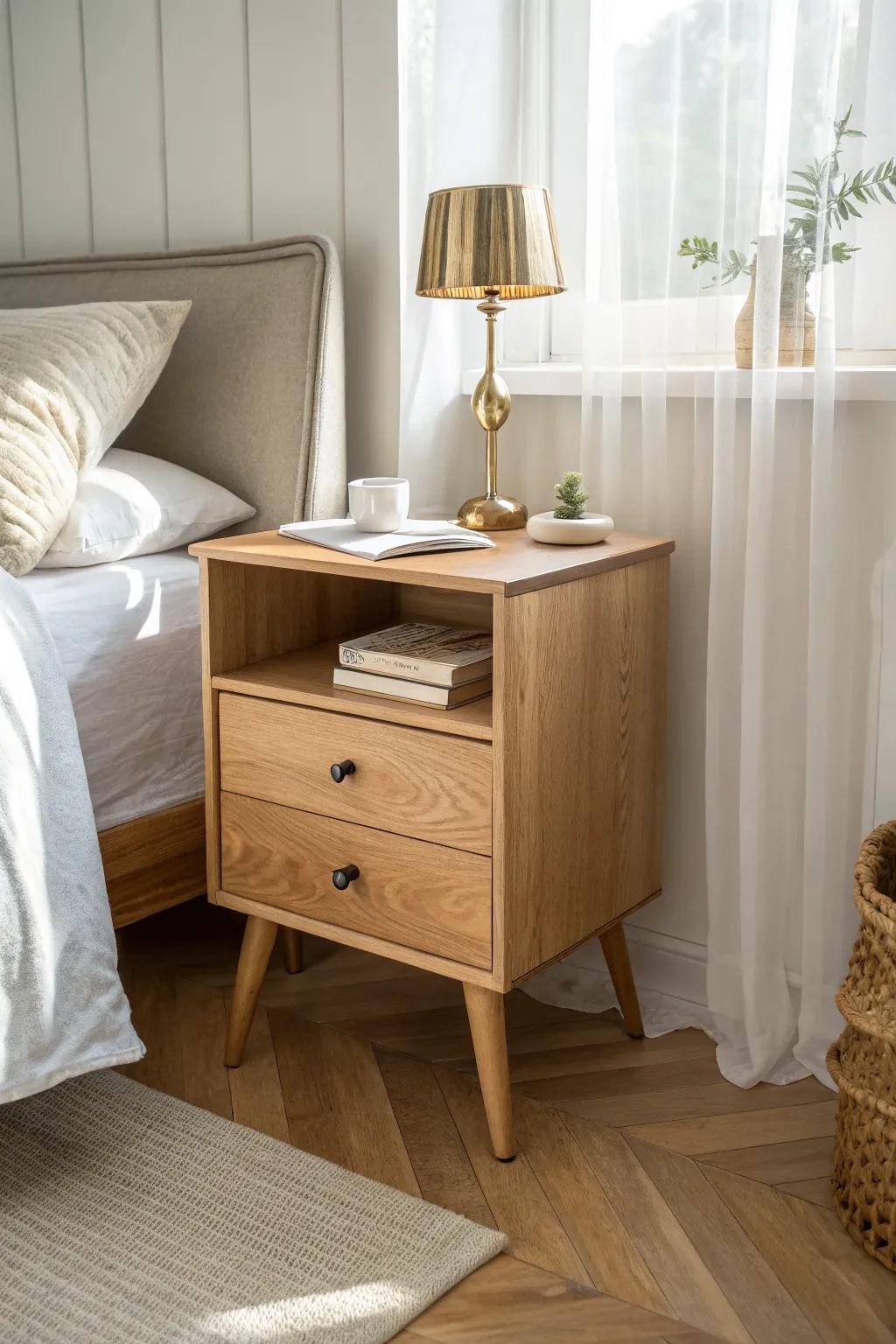 Half a dresser, twice the charm—one slim handcrafted nightstand with clean Scandinavian lines.