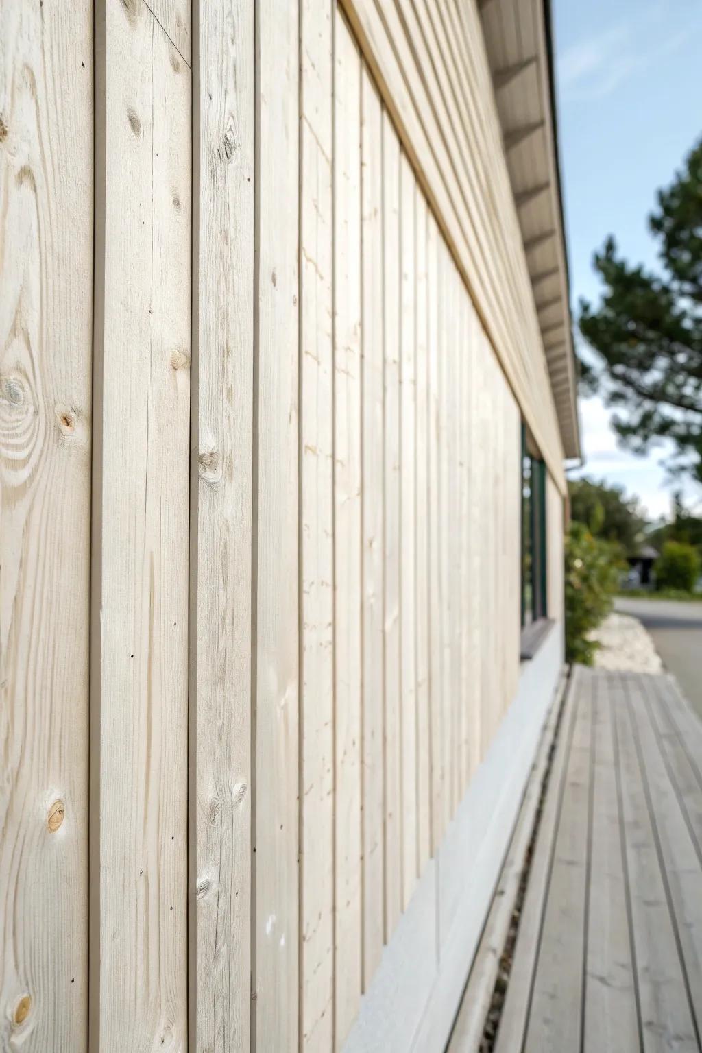 Light-wash limewashed slats: bright, breezy farmhouse charm with grain still beautifully visible.
