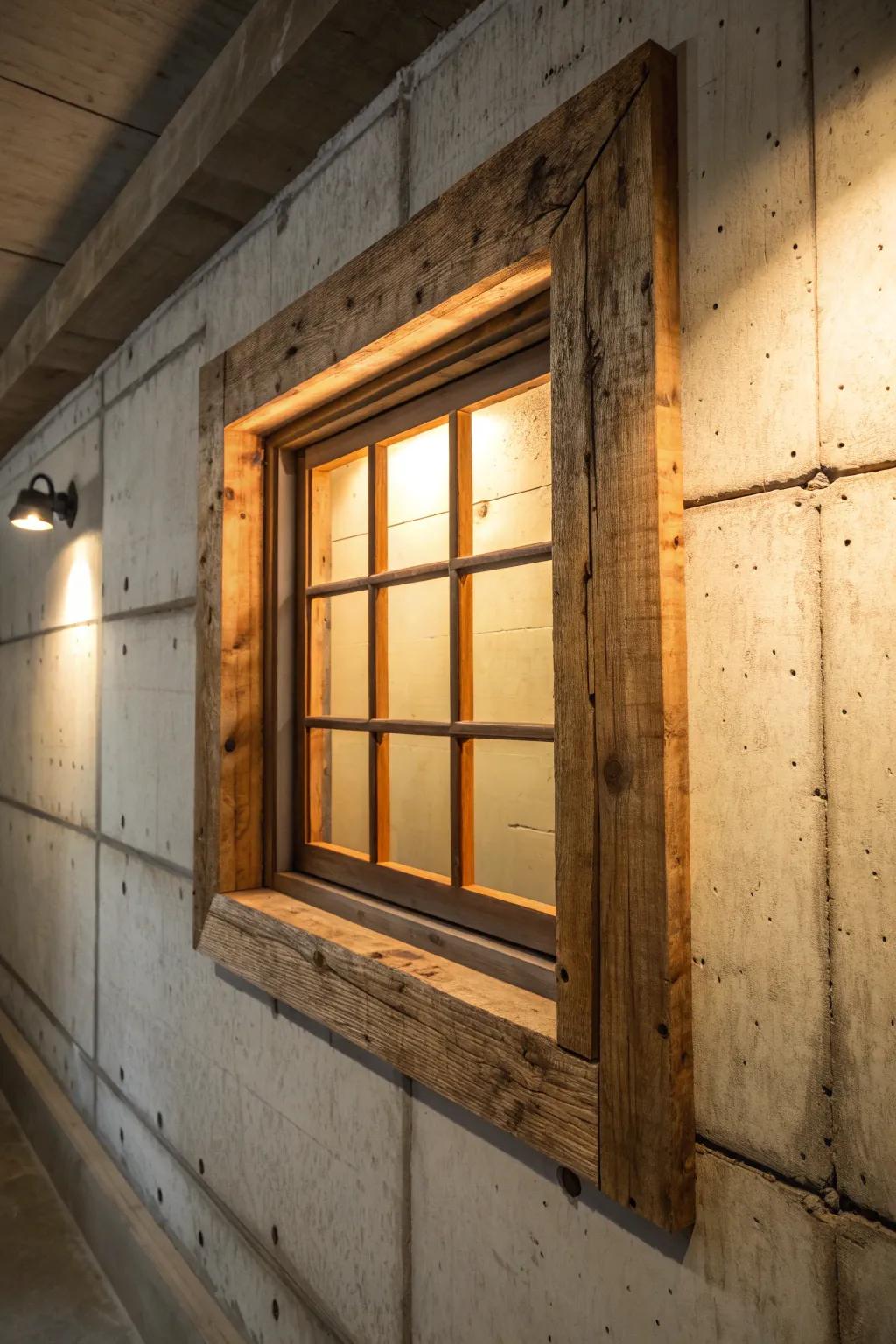 Transform your basement with the charm of faux windows: where craftsmanship meets cozy elegance.