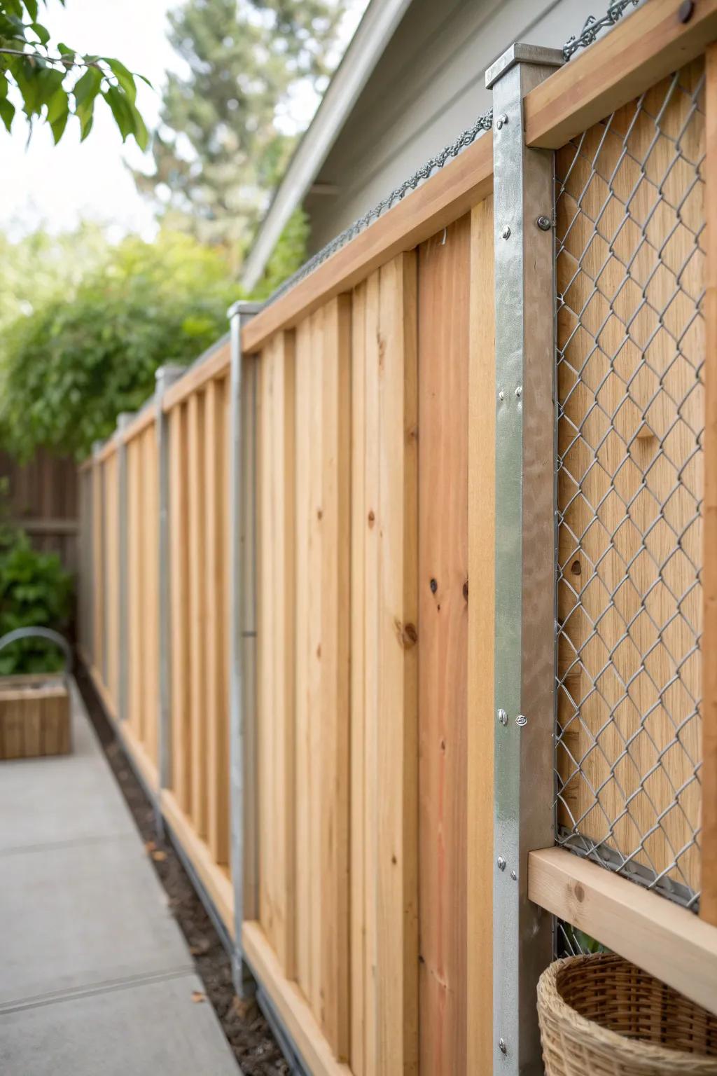 Turn old chain link into an 8‑ft privacy fence with simple cedar slats—budget-friendly & chic.