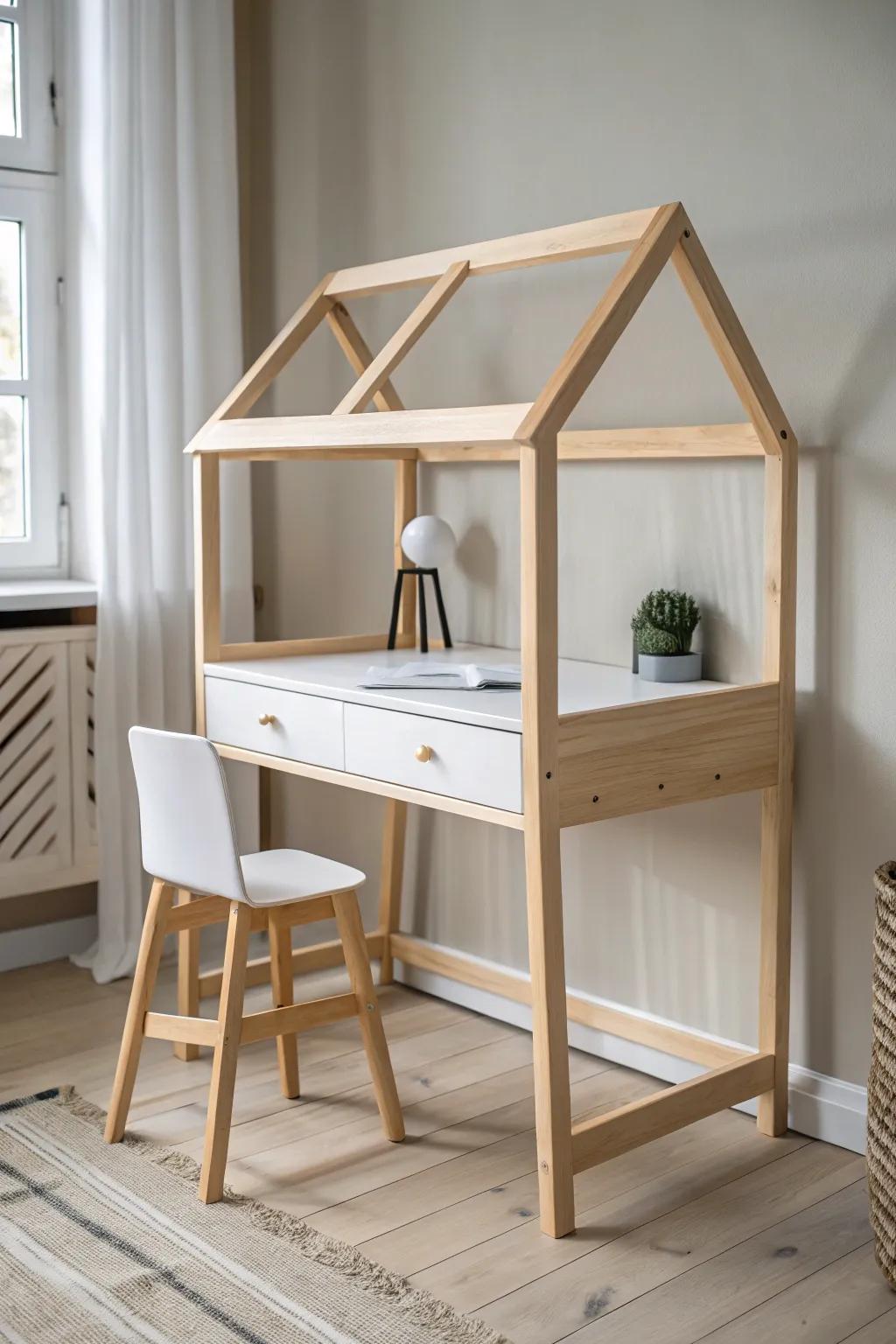 Transform your child's study space with this charming house-shaped desk – where creativity meets simplicity.