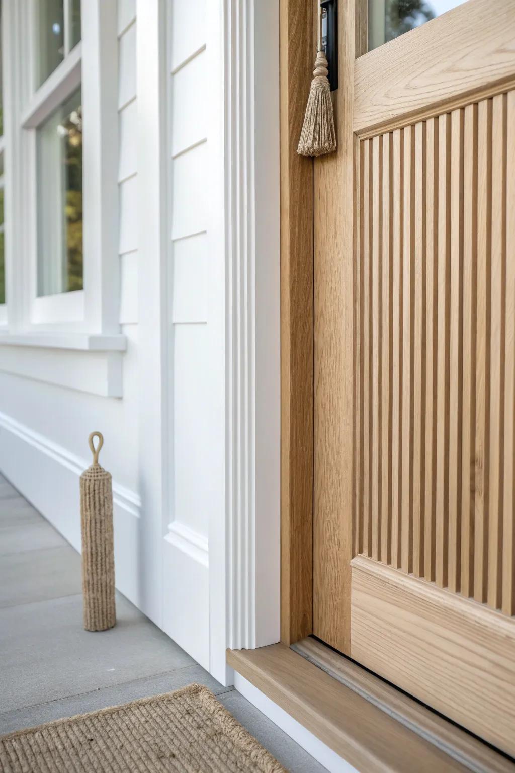 Fluted vertical trim slats add modern texture—clean, crafted, and beautifully understated.