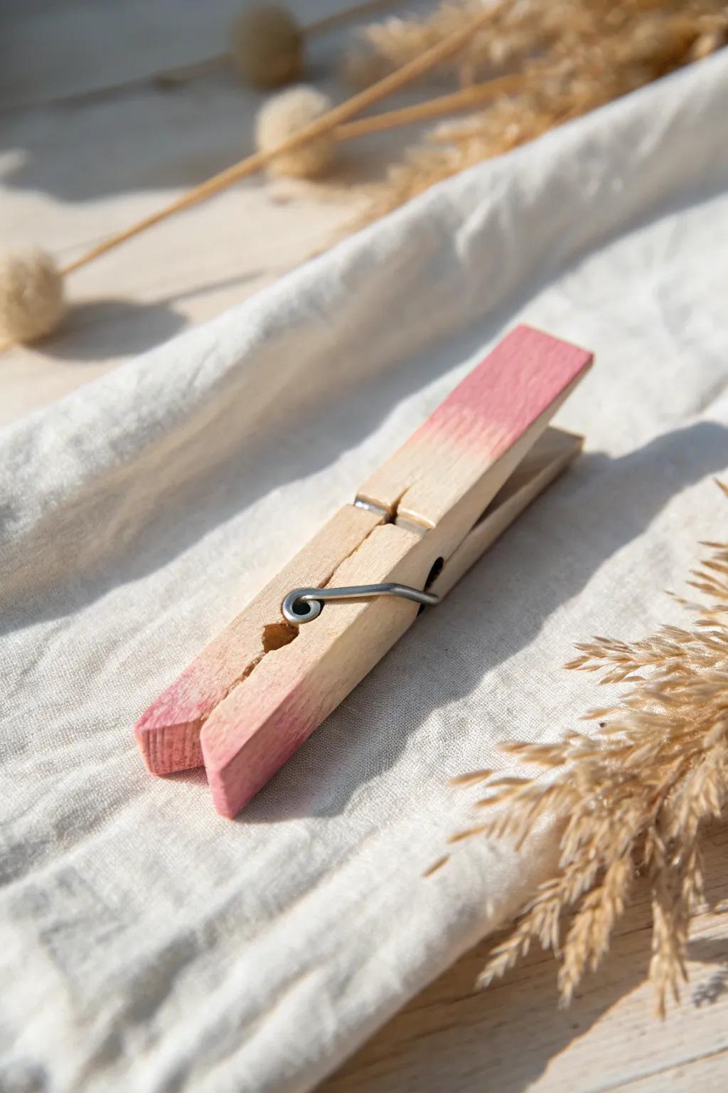 Embrace tranquility with ombre-painted clothespins, adding a touch of serenity to your space.