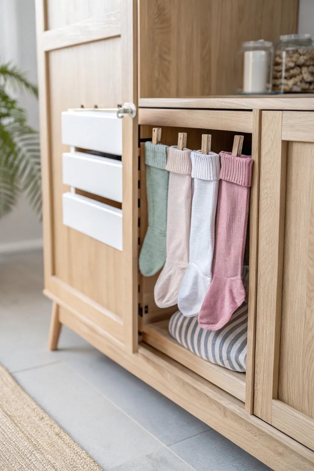 Elevate your sock organization with chic magnetic strips - a minimalist's dream!