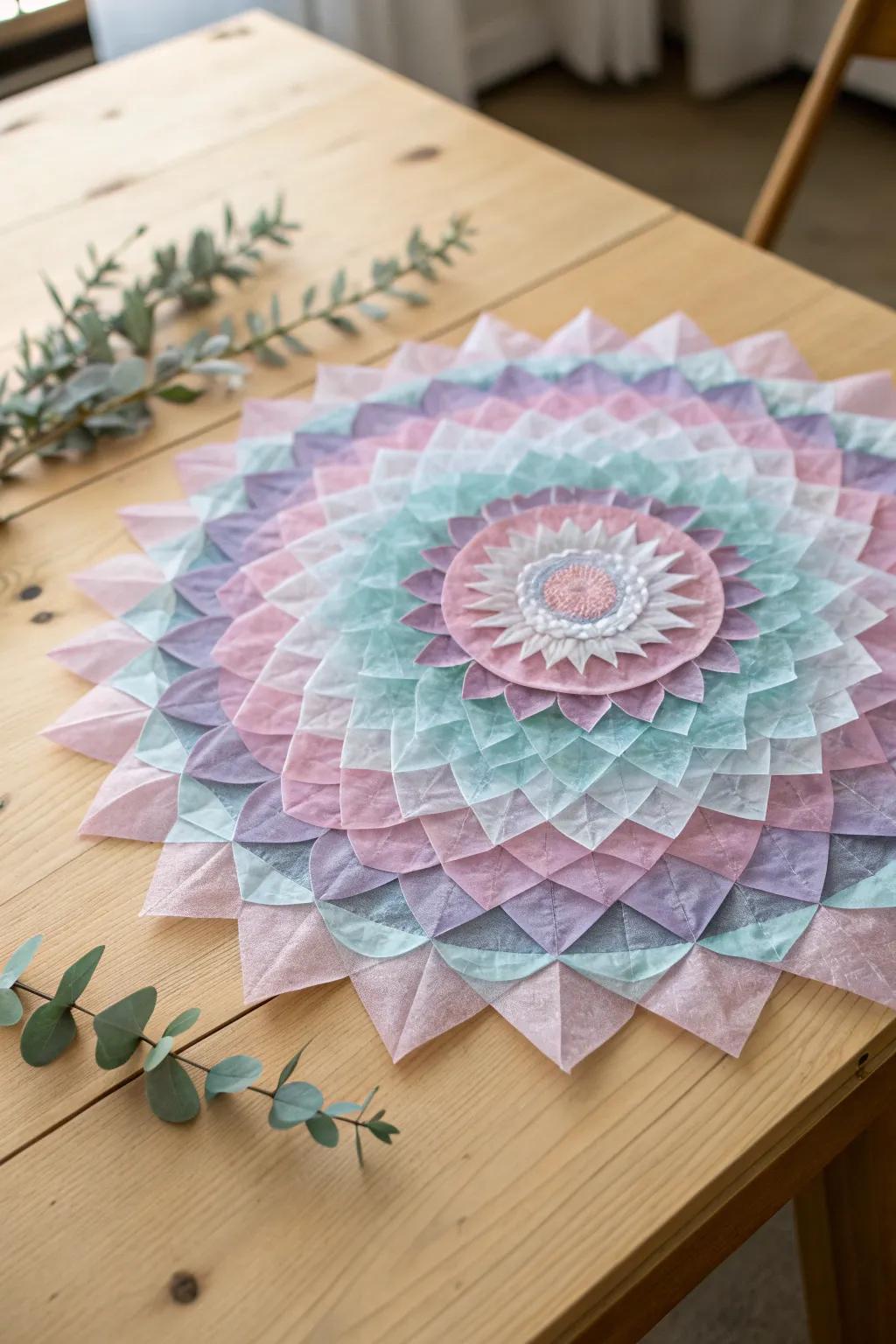 Transform your space with the soothing elegance of a tissue paper mandala. Simple, natural beauty crafted with care.