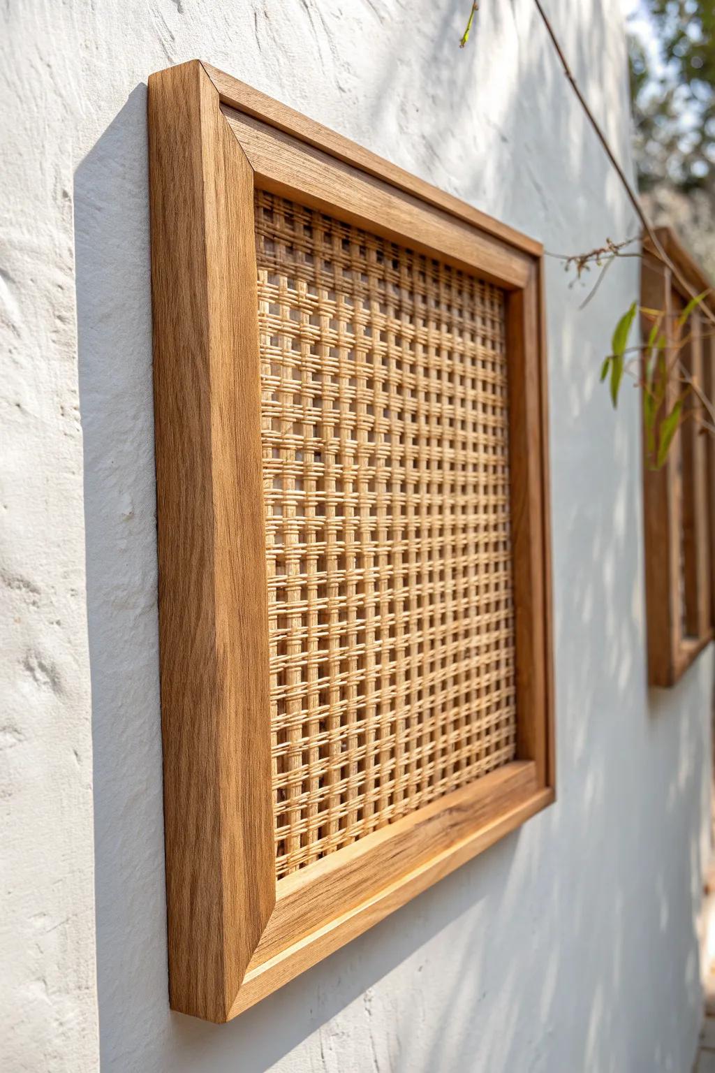 DIY cane-in-oak frame wall art—minimal, textured, and effortlessly high-end for any room.
