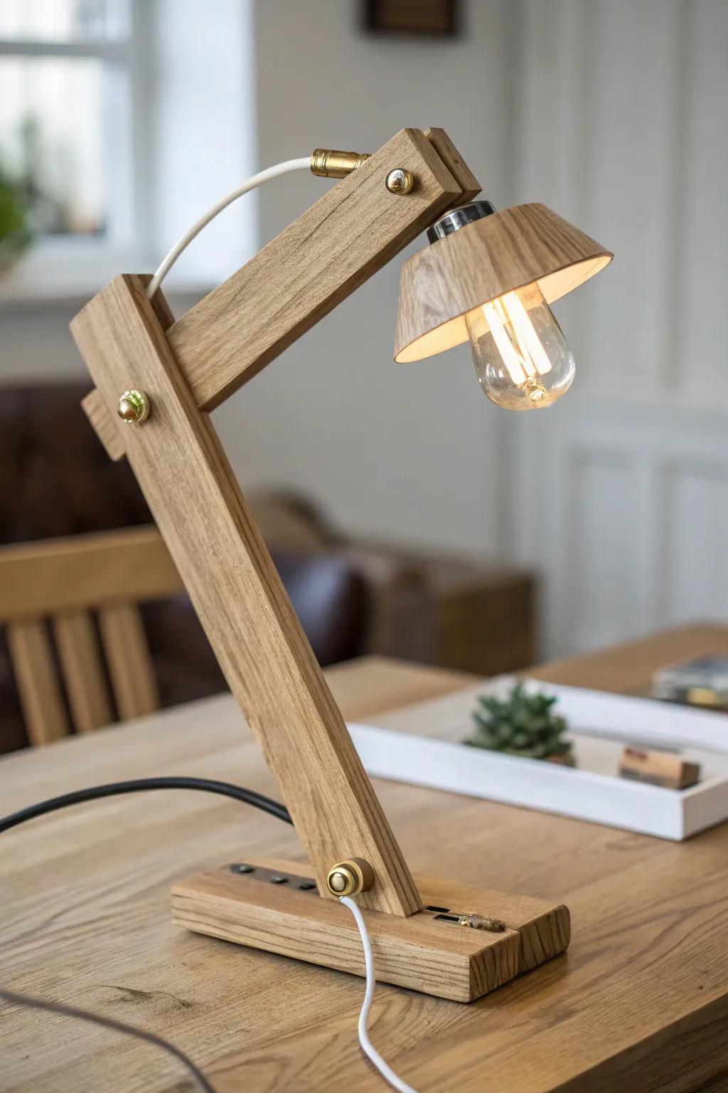 Clamp-style wooden lamp: movable, renter-friendly, and beautifully minimal with warm workshop charm.