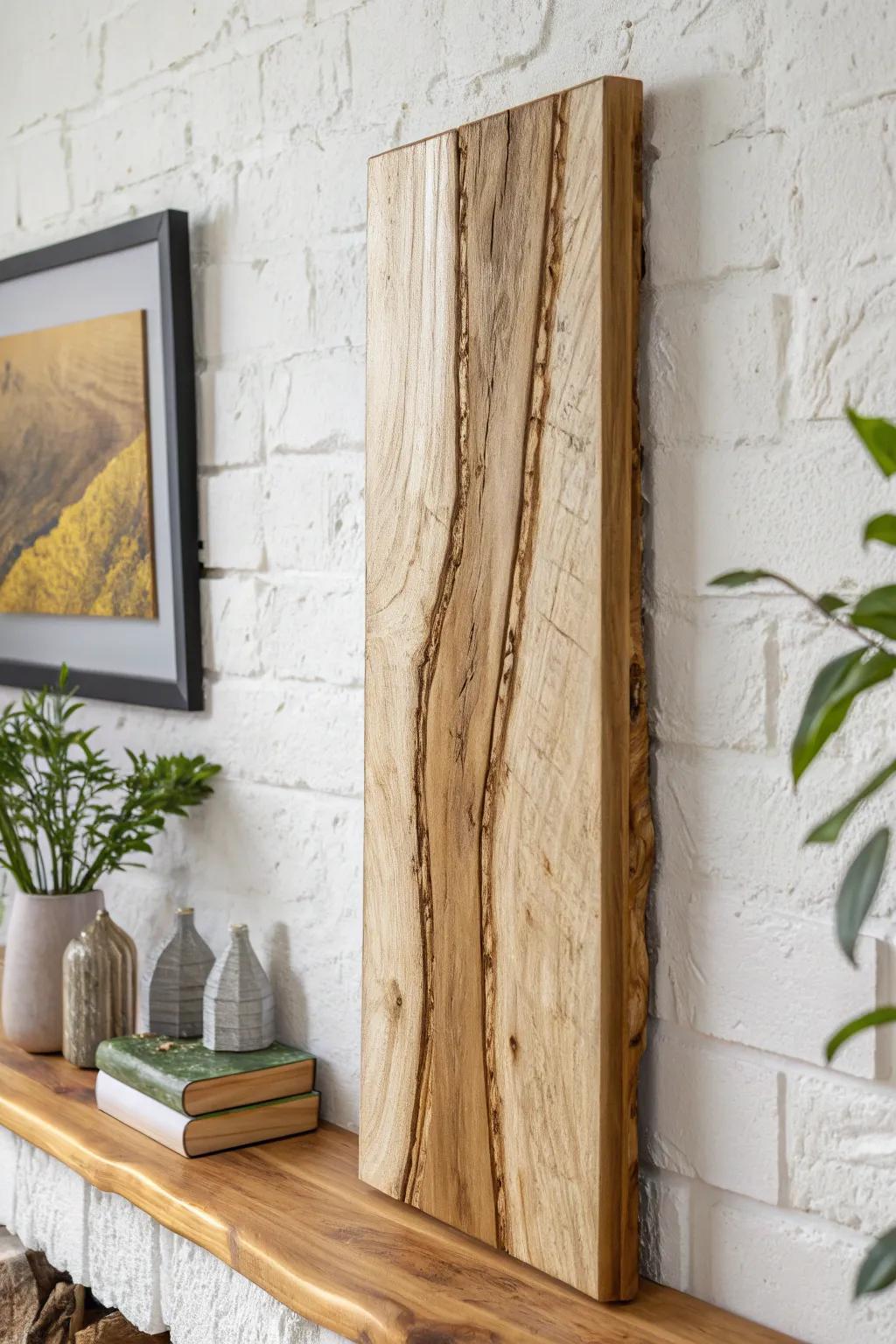 Turn natural cracks into a wow feature with glossy resin inlay on warm, grainy wood.