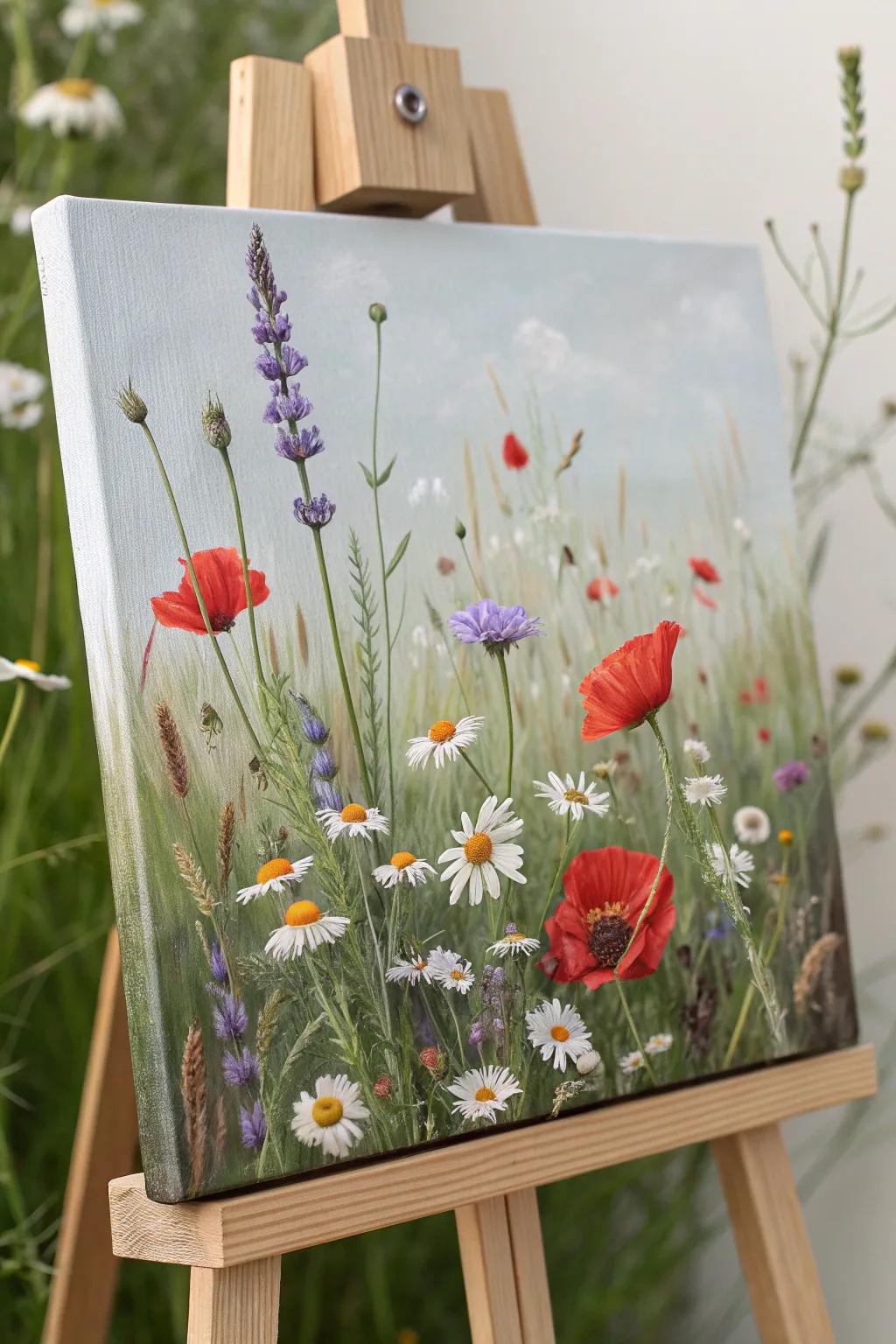 Embrace the beauty of nature with a minimalist wildflower canvas that brings serenity and joy to your space.