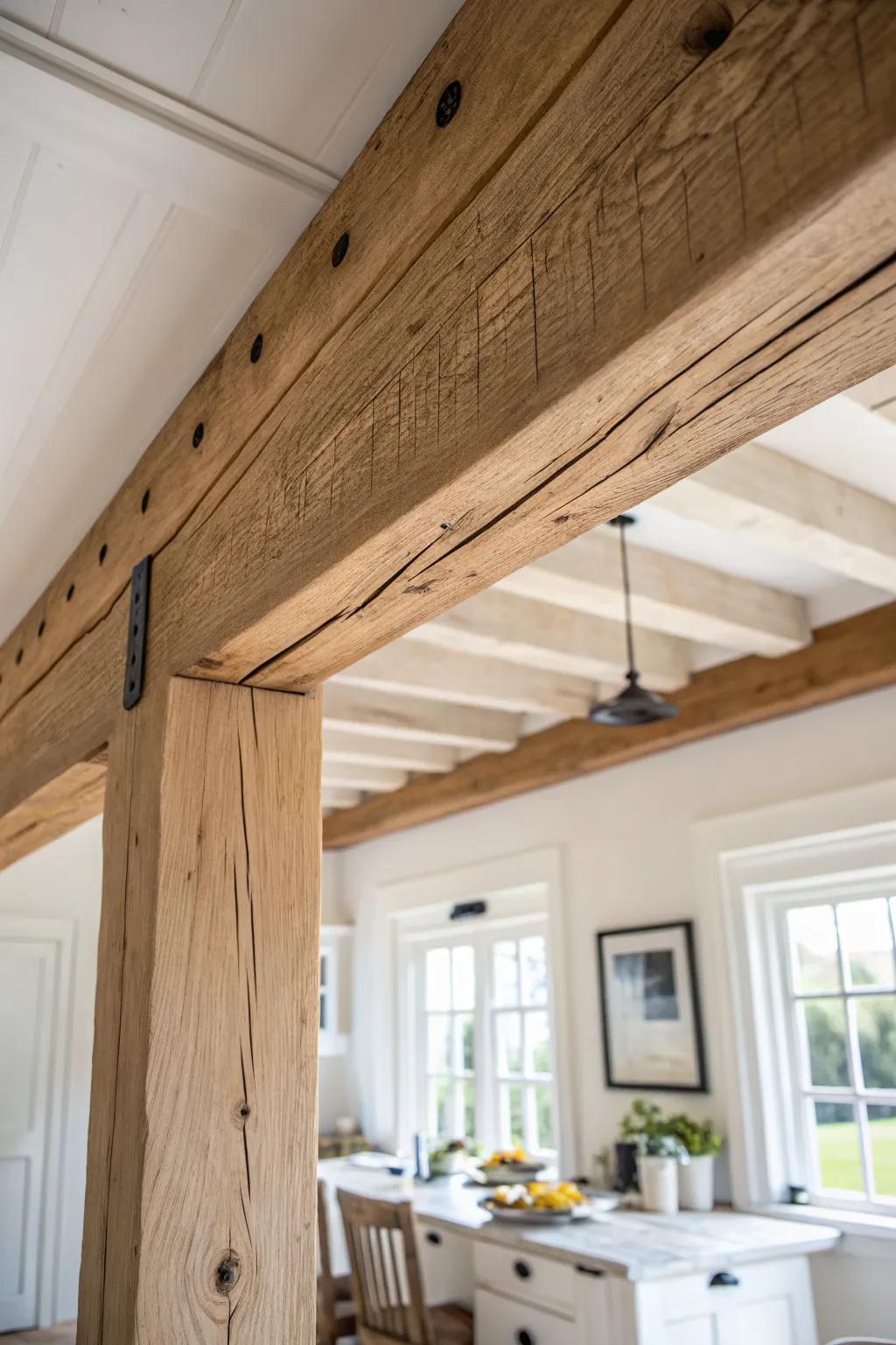Creamy board-and-batten meets warm oak beams for an instantly richer dining room.