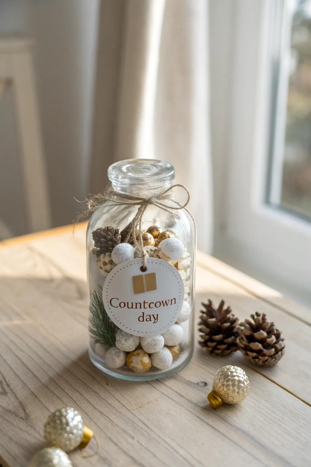 Countdown to Christmas with style and simplicity: A glass jar filled with festive treats!