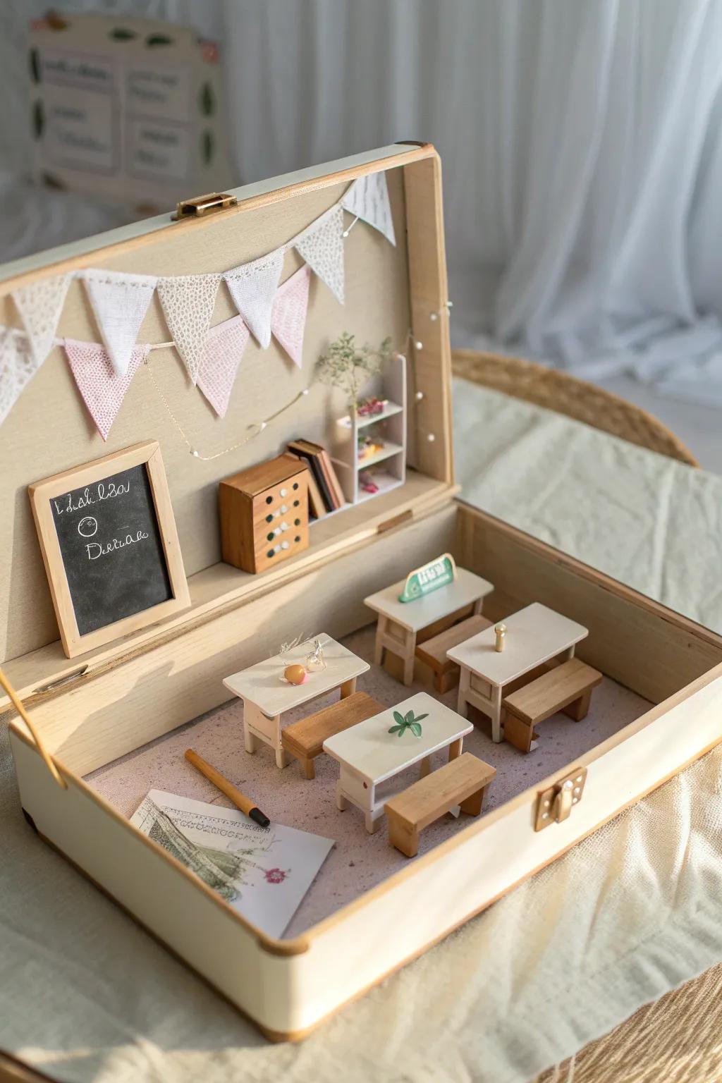 Transform a simple shoe box into a charming miniature classroom for endless imaginative play.