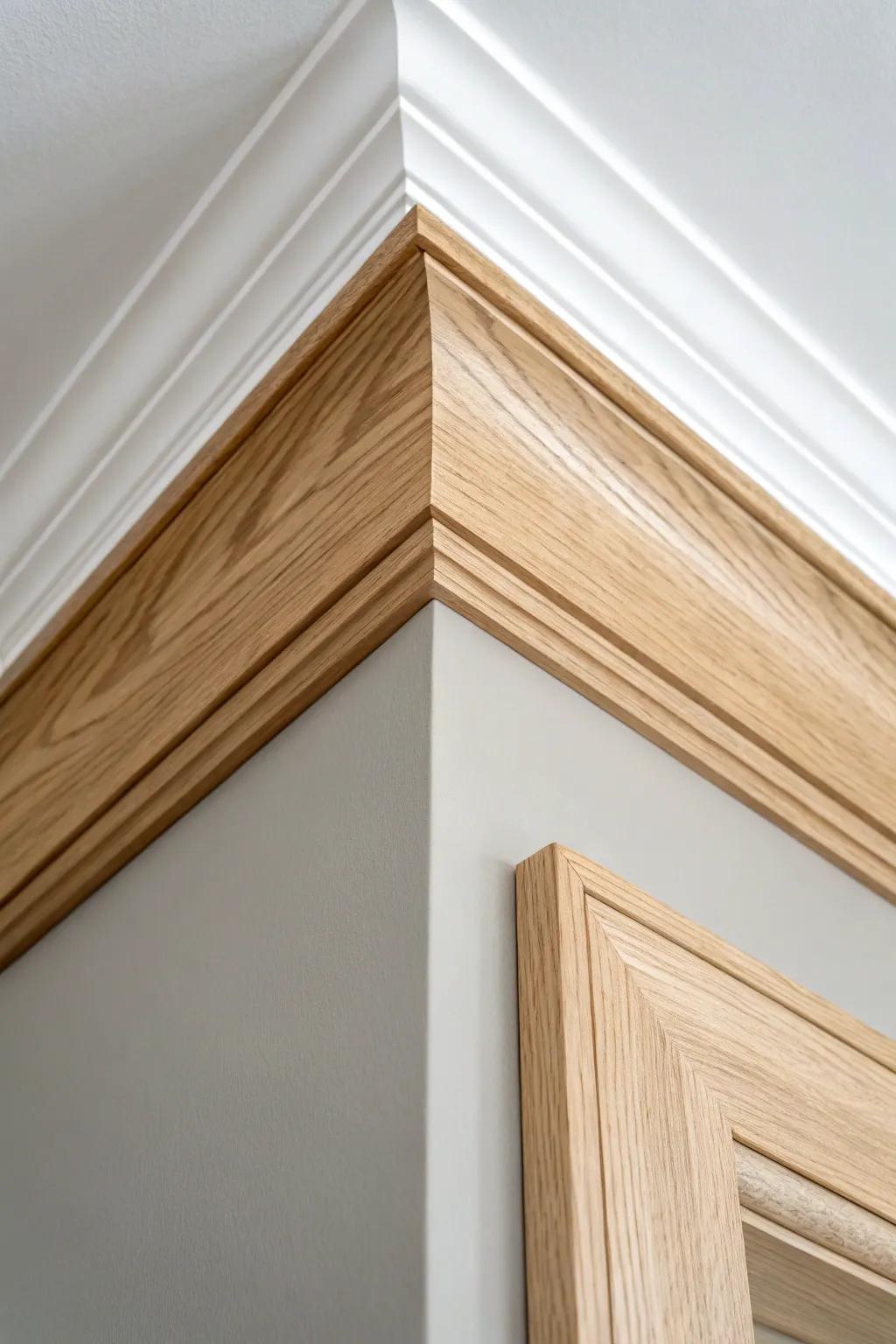 A sleek resin inlay line turns simple crown moulding into a subtle wow near the ceiling.