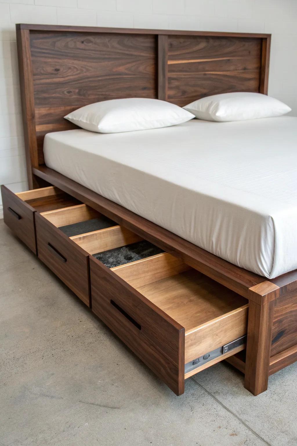 Discover the art of functionality with this stylish convertible bed, featuring hidden storage for a clutter-free space.