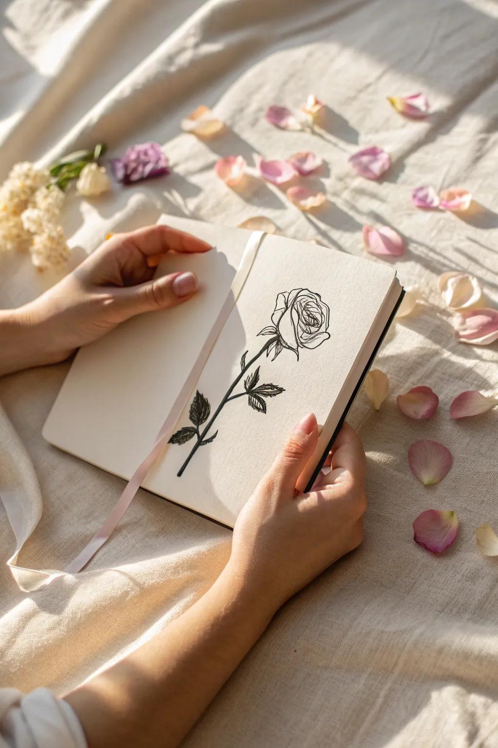 Find beauty in simplicity with this elegant floral tattoo sketch, perfect for those who cherish natural grace and timeless design.