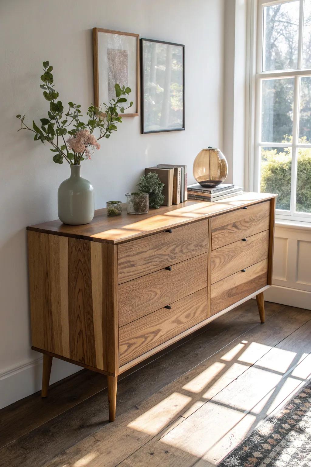 A subtle resin “river” inlay turns your dining-room dresser into an easy-wipe wow surface.