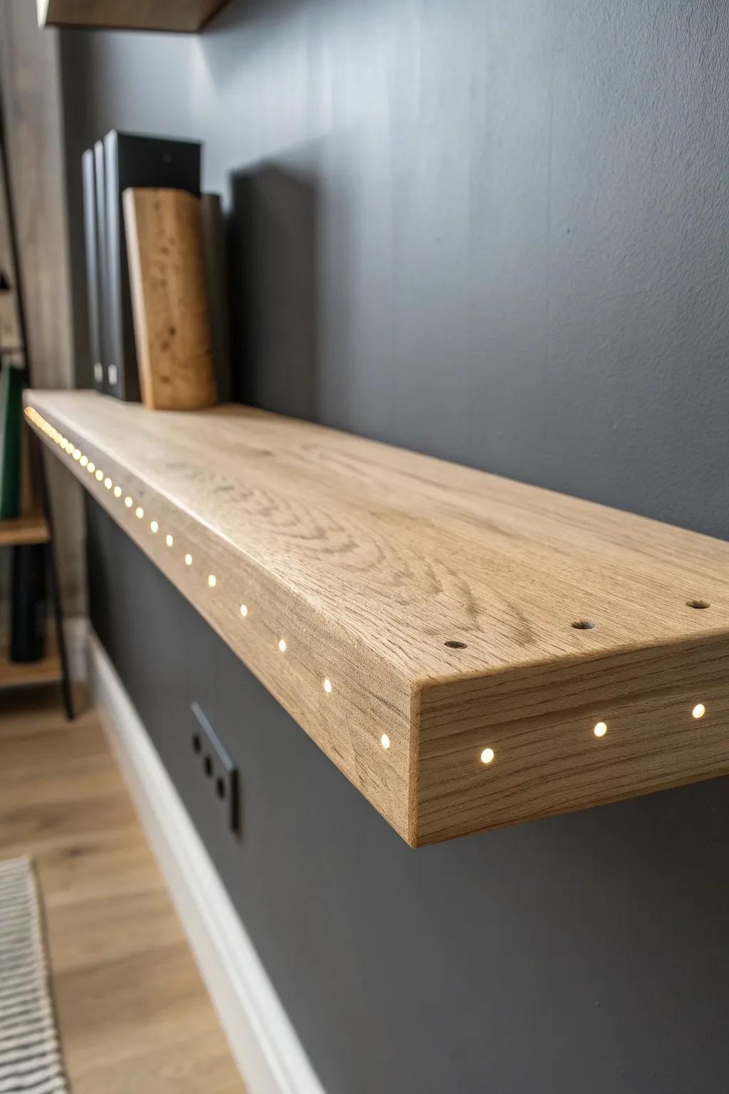 DIY fiber-optic floating shelf that glows like a starry night—minimal, magical, handmade.