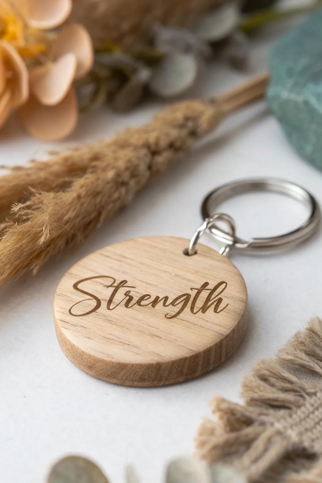 A simple yet powerful reminder of resilience—carry 'Strength' wherever you go with this personalized keychain.
