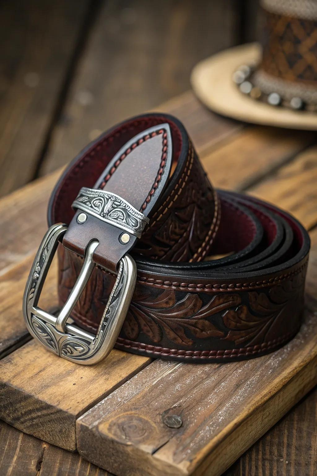 Elevate your style with a signature leather belt, where craftsmanship meets elegance.