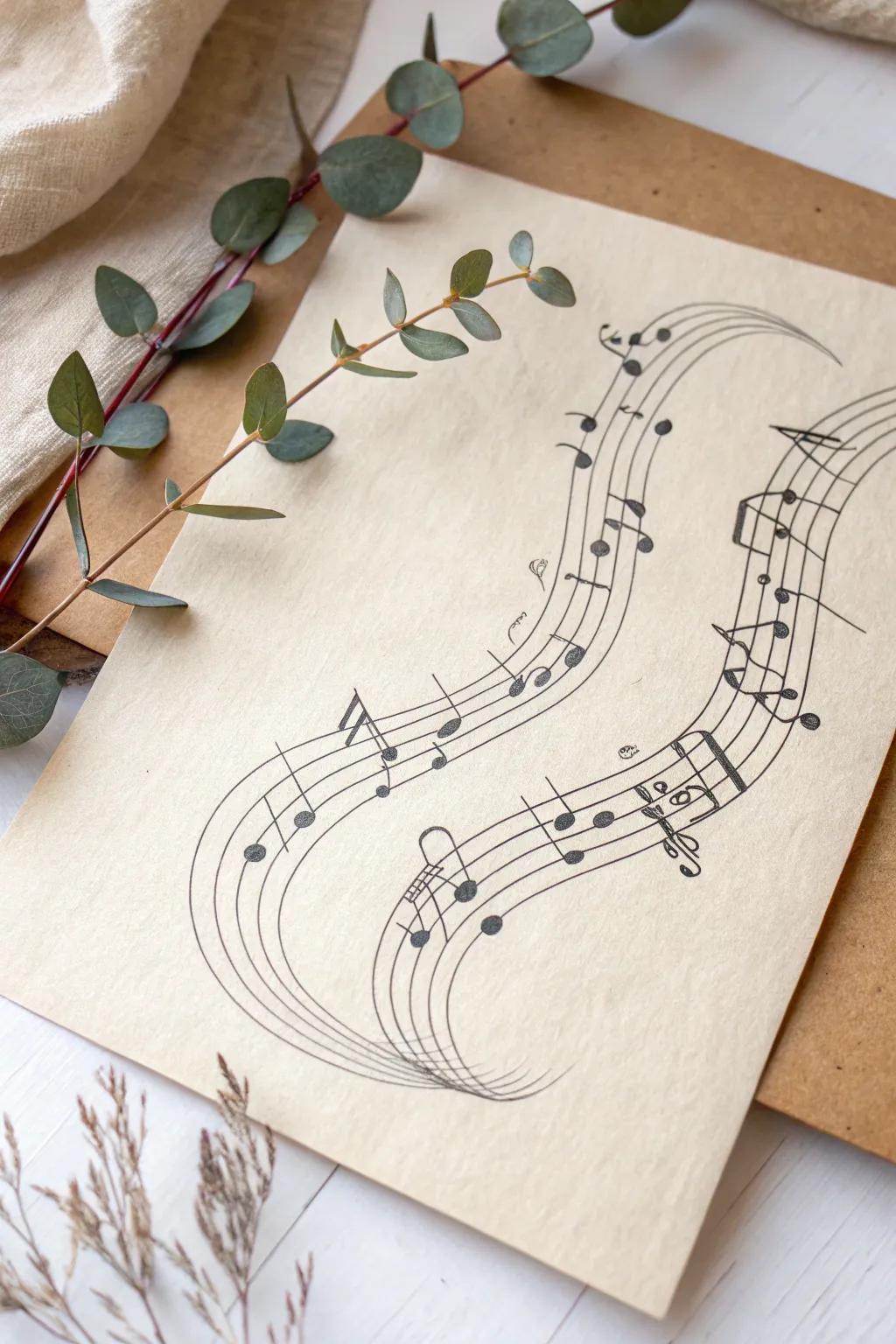 Celebrate the melody of life with minimalist line art.
