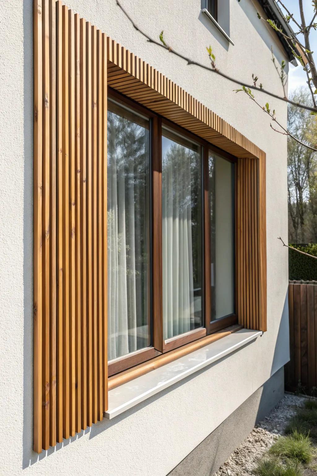 Slatted wood trim screen: modern privacy, clean lines, and striking shadow play.