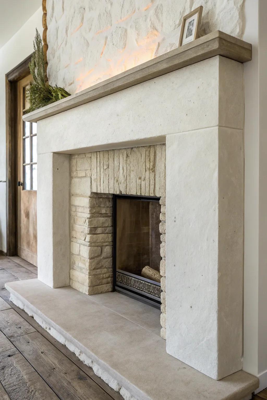 A thin weathered steel border adds a modern designer edge to rustic stone or plaster.