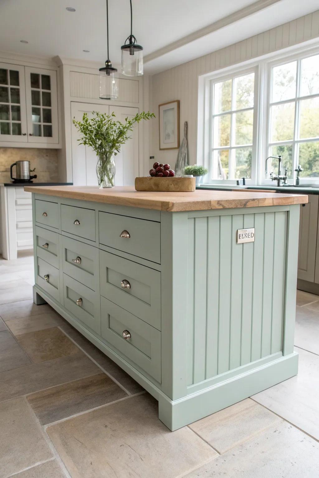 Muted paint + shiplap sides = cozy-modern farmhouse lines with clean Scandinavian calm.