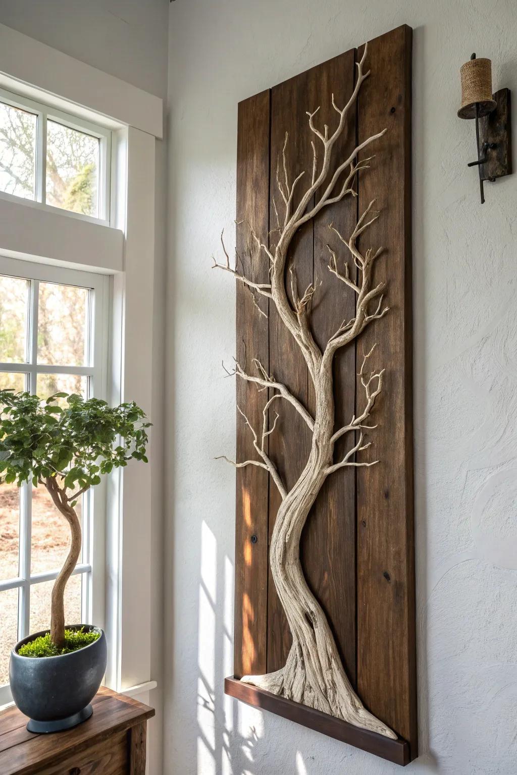Driftwood Yggdrasil wall art—minimal, ancient, and alive with handcrafted Nordic charm.
