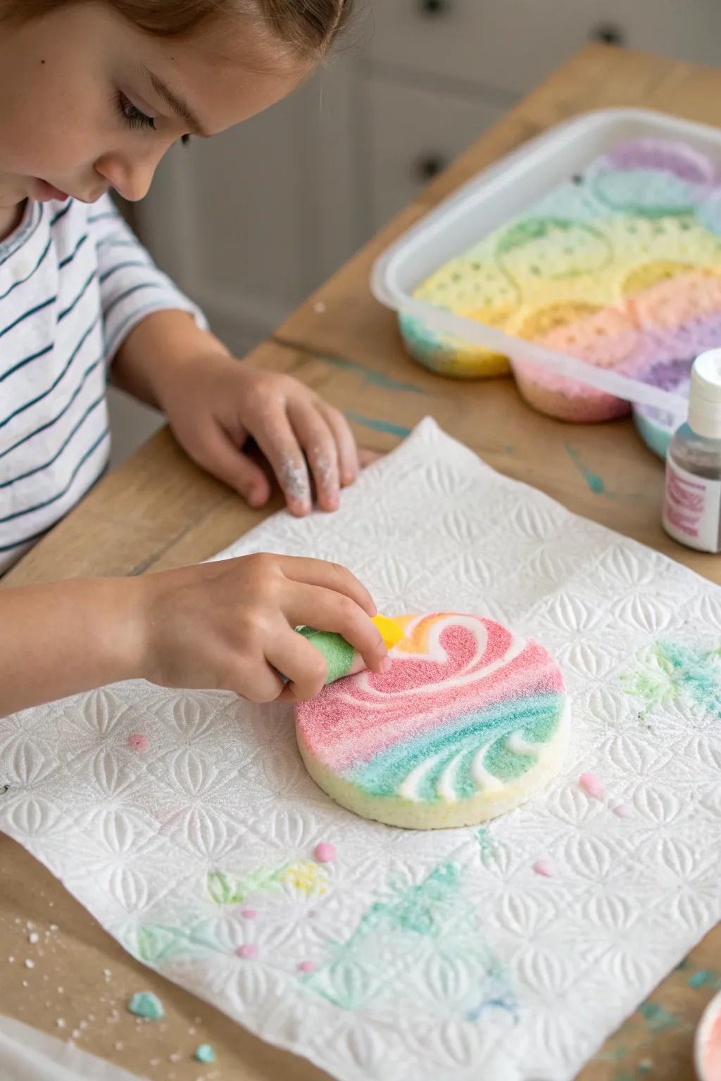 Discover the joy of textured foam painting with your little one - a perfect blend of simplicity and creativity.