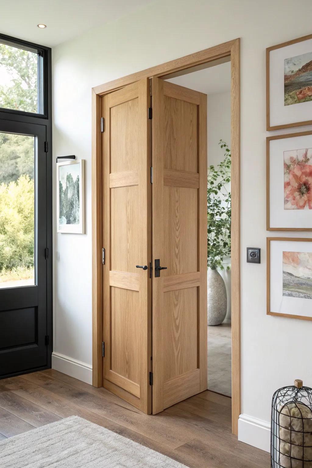 Flip through the creative layers—sketch to masterpiece—on a handcrafted wood panel art-room door.