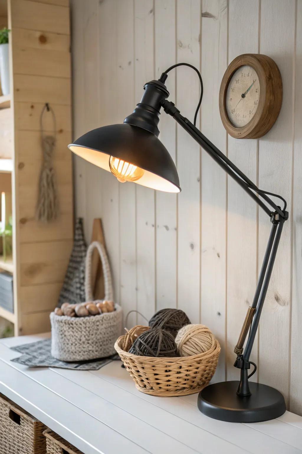Illuminate your creativity: Discover the elegance of adjustable lighting for your craft room.