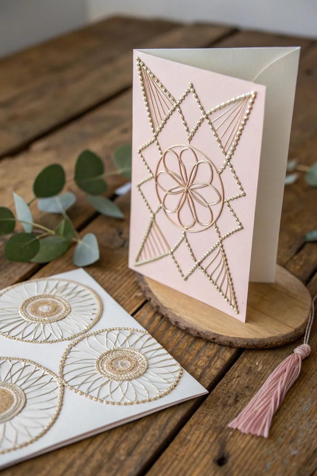 Elevate your card designs with the subtle elegance of metallic threads.