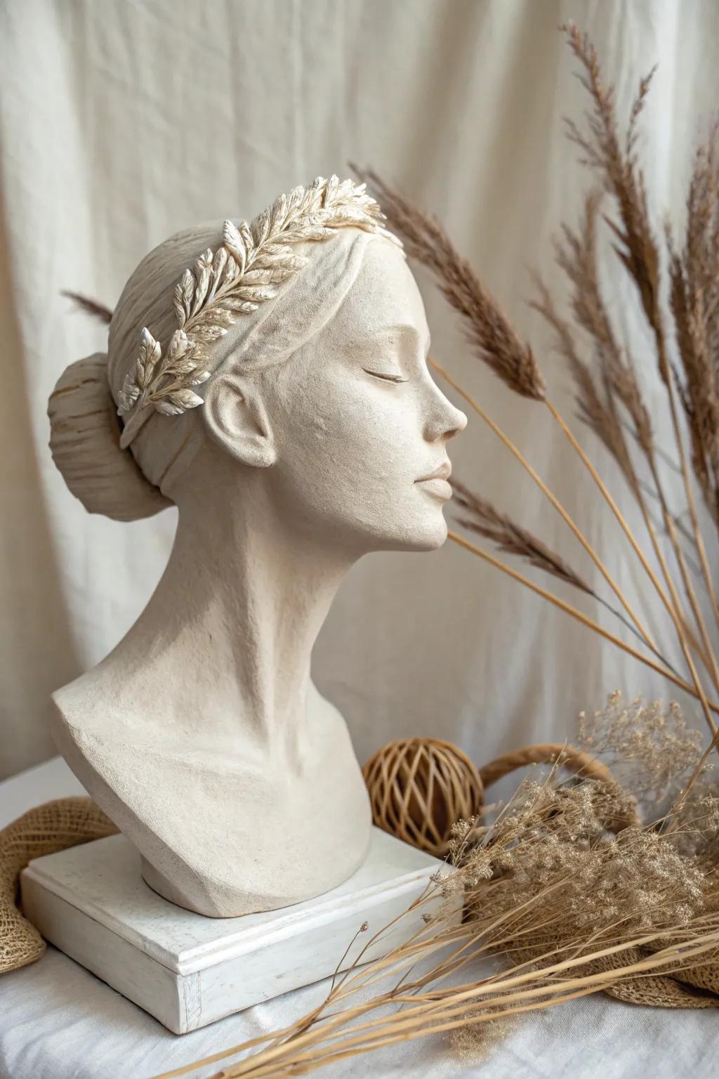 Discover the beauty of sustainability with this unique clay bust, blending minimalist design with natural elegance.