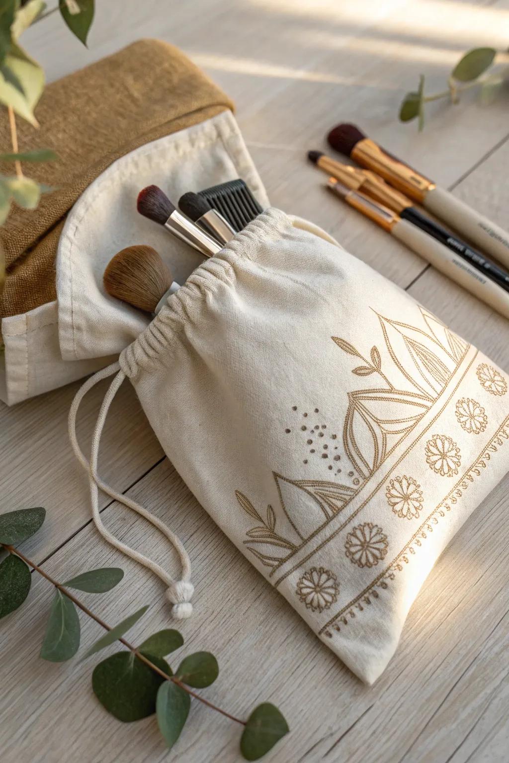 Gift smarter with a reusable cloth bag that doubles as a chic makeup pouch. ✨ #FunctionalFashion