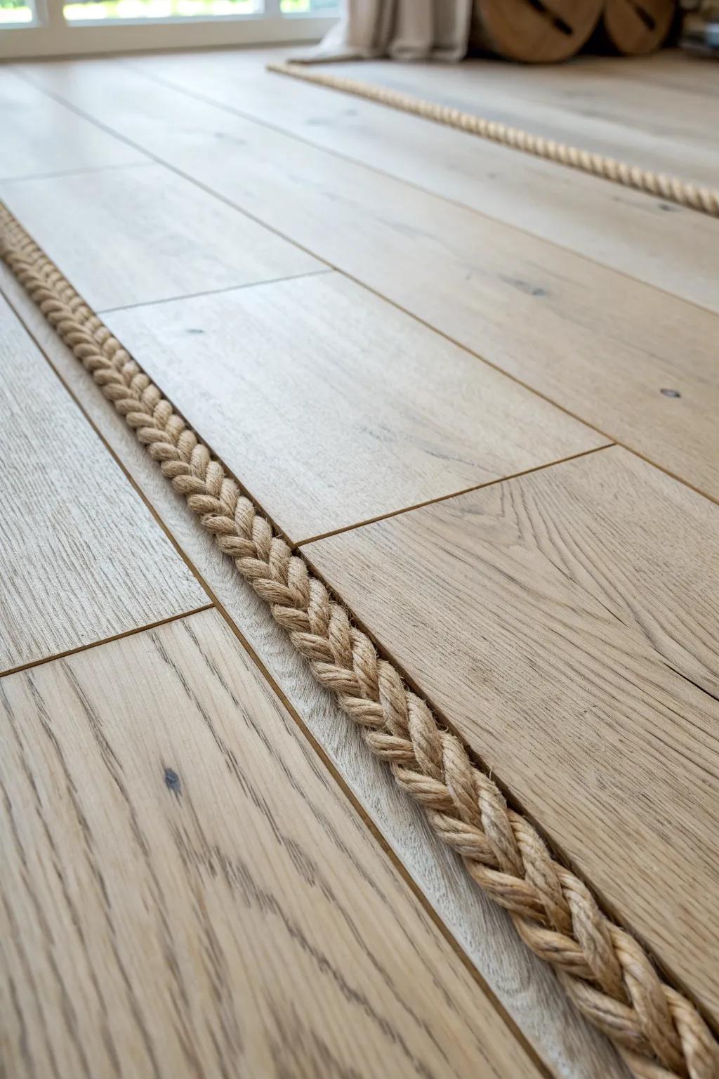 A subtle cottage detail: a thin jute rope inlay border that adds texture without fuss.