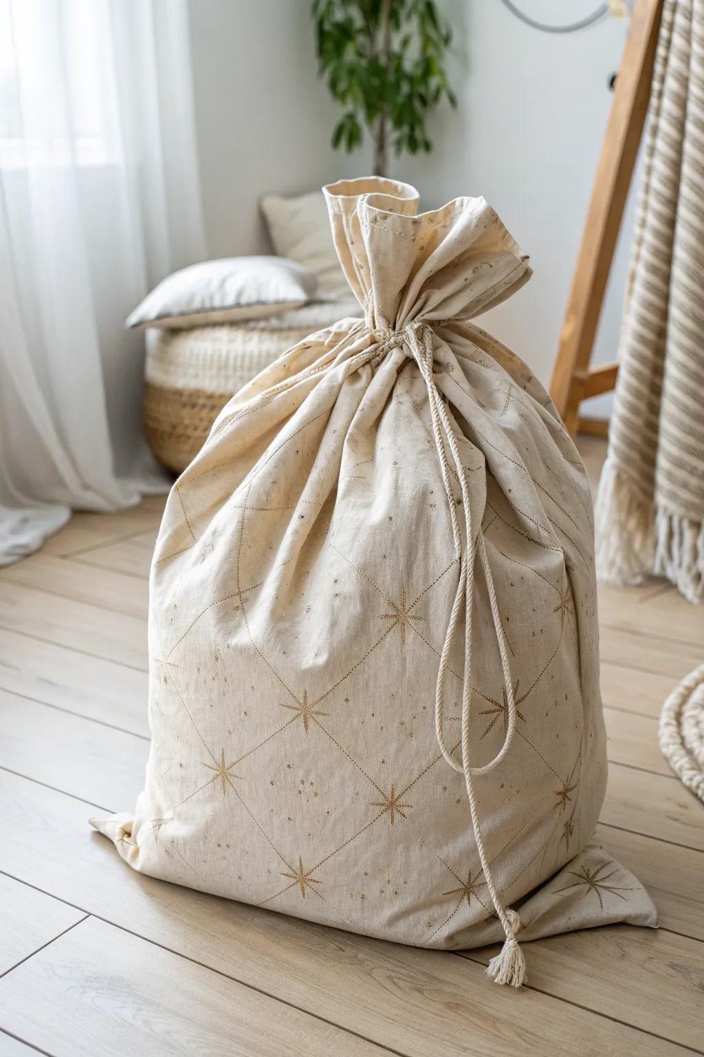 Wrap your holiday gift in style with a charming Santa Sack—where simplicity meets festive magic.