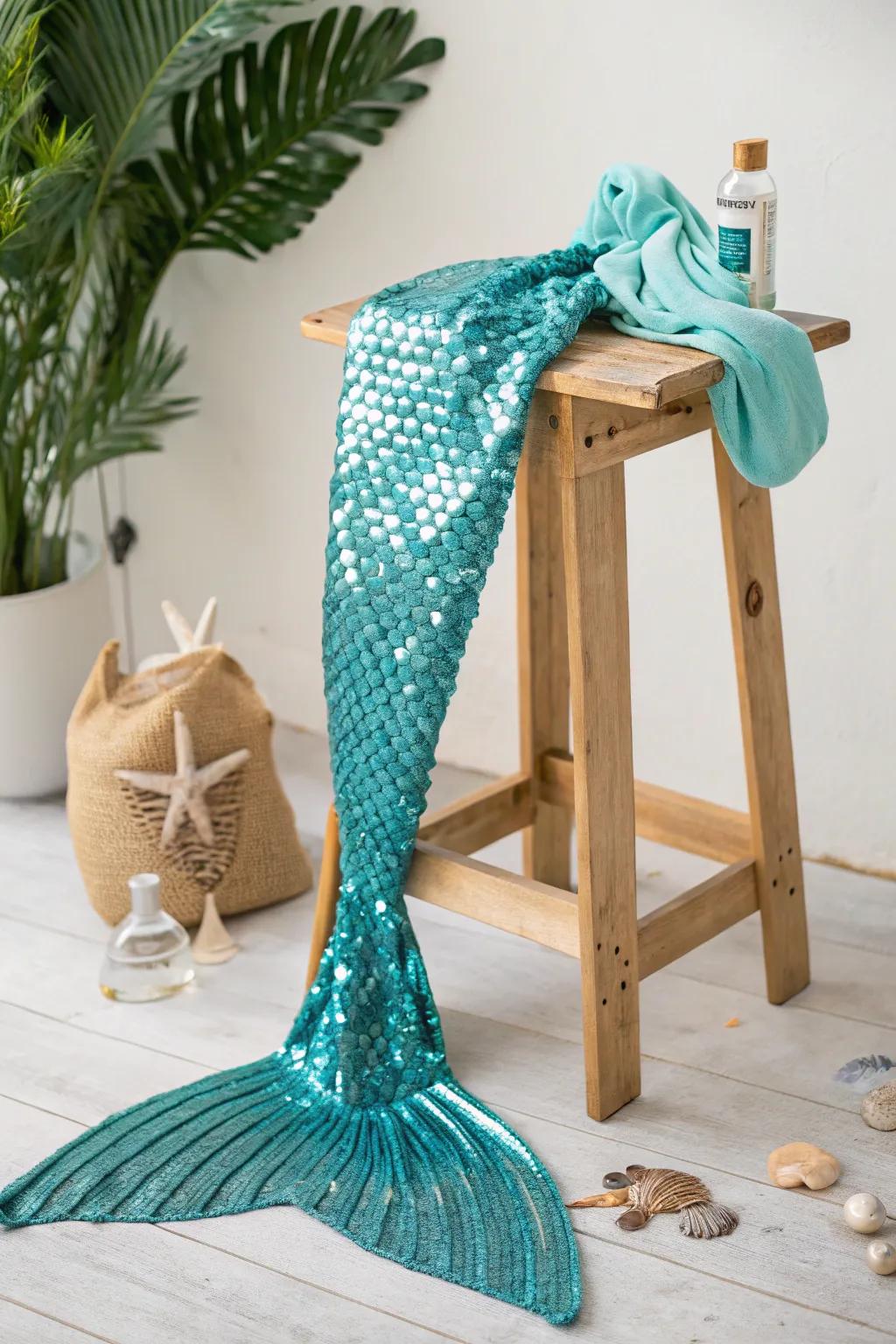 Transform your little one into a magical sea princess with this DIY mermaid costume, blending minimalist elegance with bohemian flair.