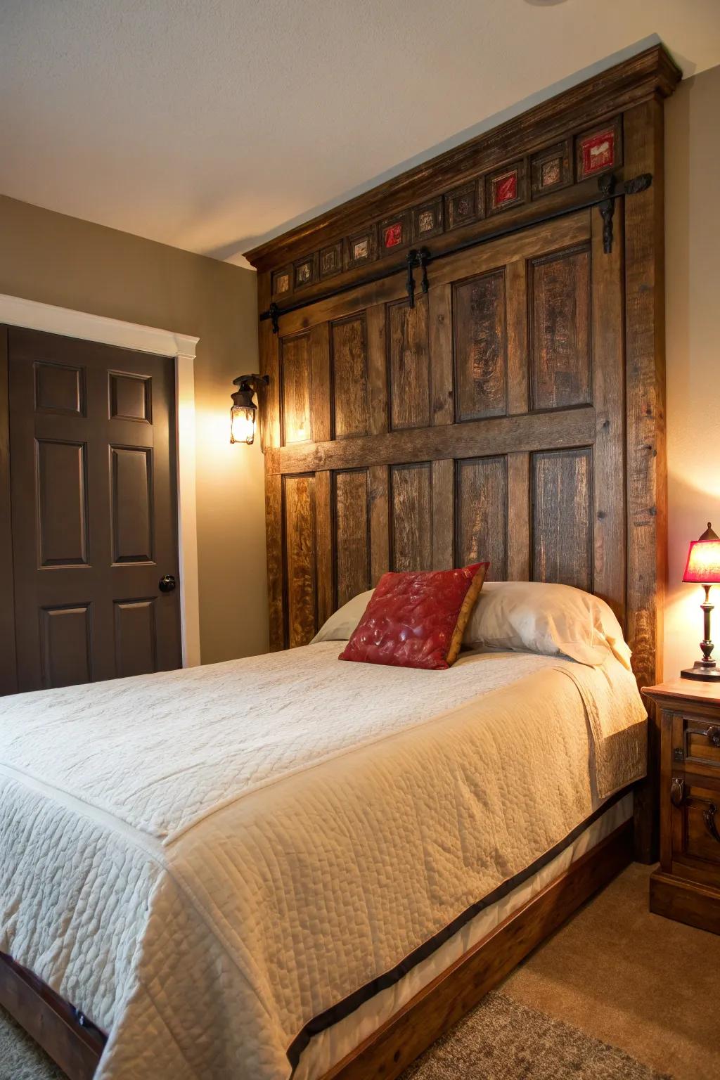Transform tradition into trend with this stunning upcycled door headboard. A touch of history, a splash of style!