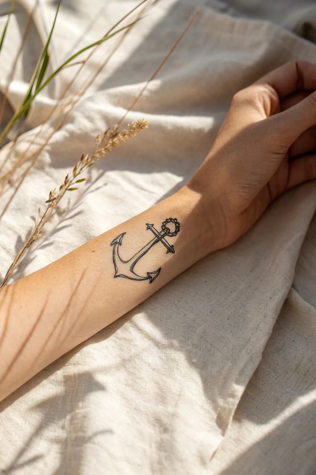 Stay grounded in style with a minimalist anchor tattoo.