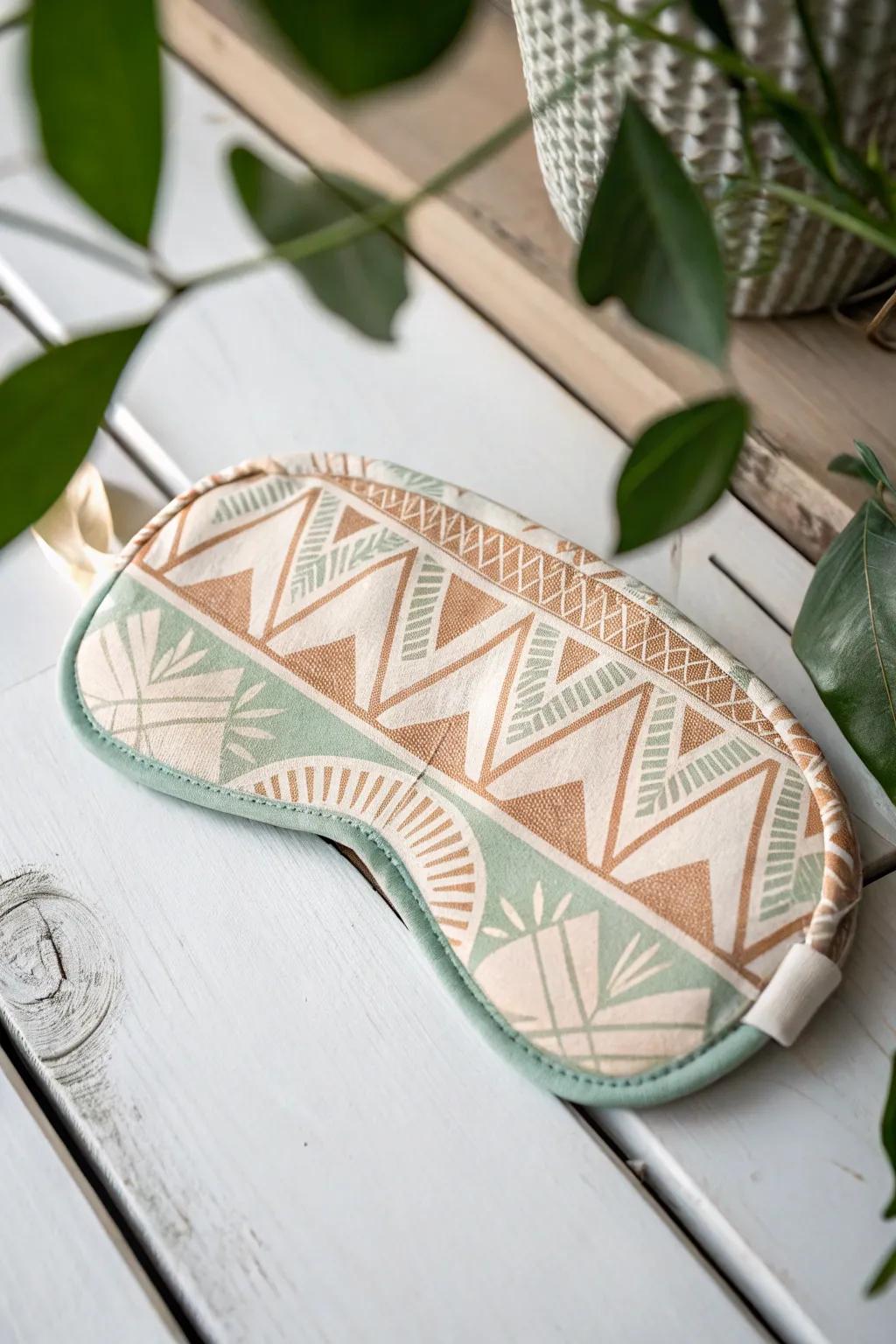 Elevate your relaxation with this minimalist eye mask adorned with elegant geometric patterns.