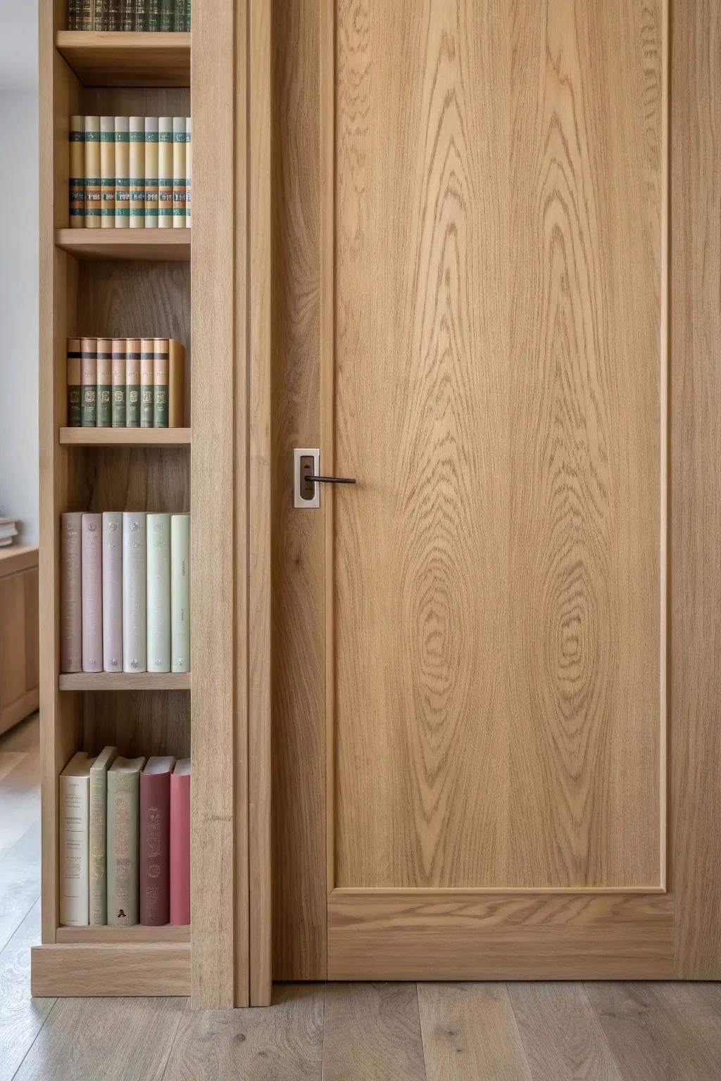 Pull a book-shaped tab and reveal a hidden quote—an interactive library door with handmade charm.