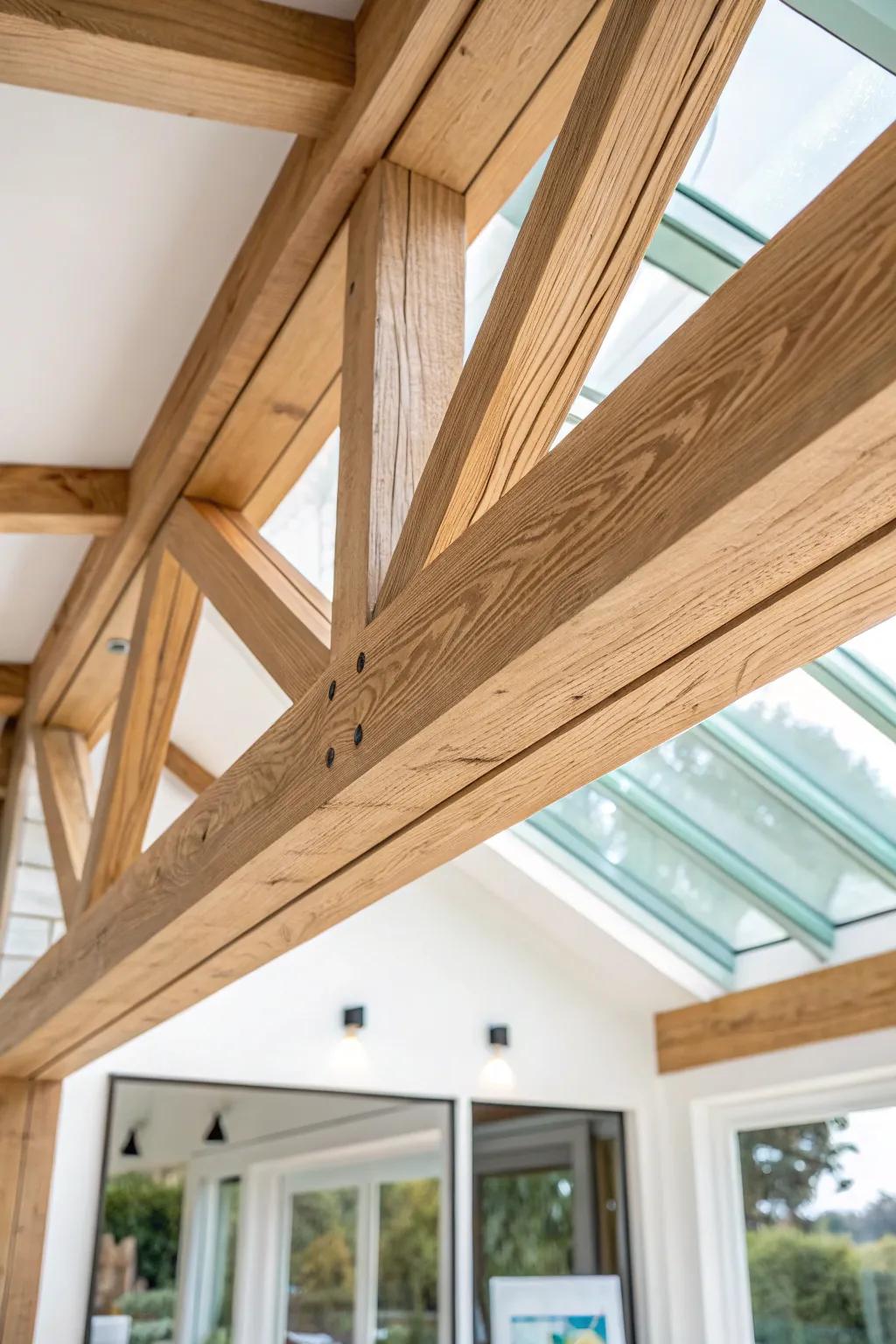 A slim resin river in a wood truss adds glassy light play—bold, but still timeless.