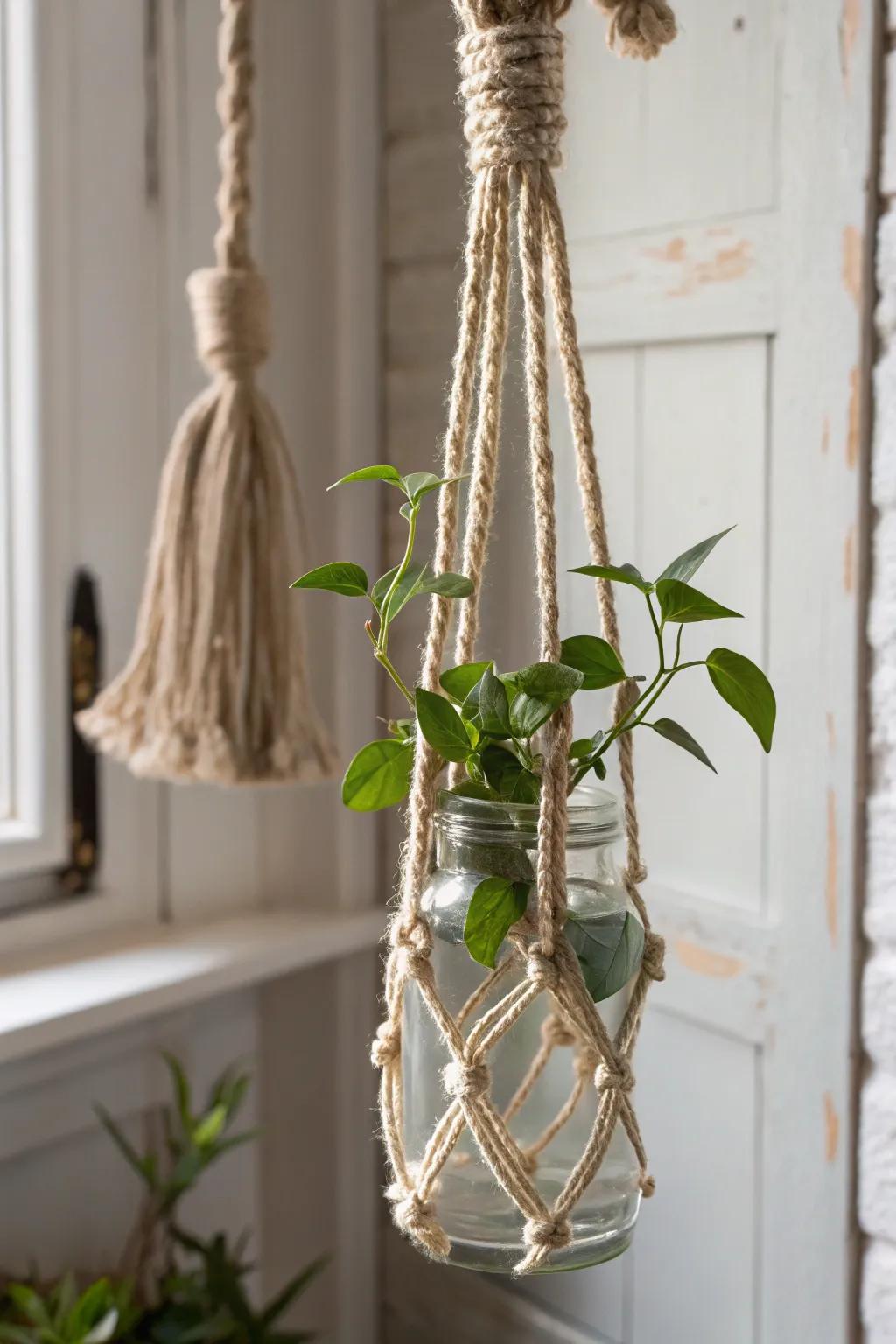 Elevate your plant game with DIY macrame hangers – where craftsmanship meets natural beauty.