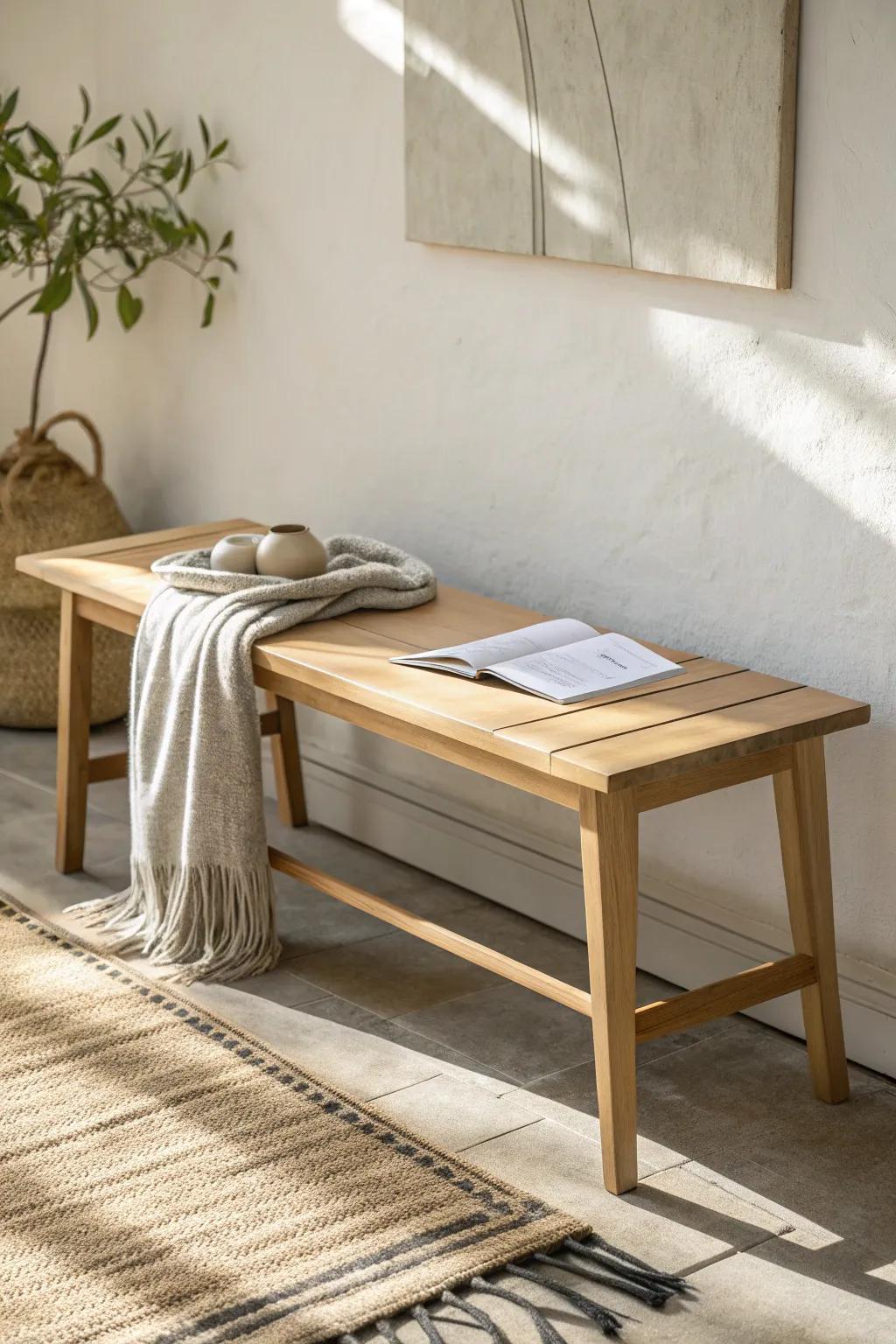 A sleek oak wall bench with a subtle resin inlay—minimal, luminous, and truly one of a kind.