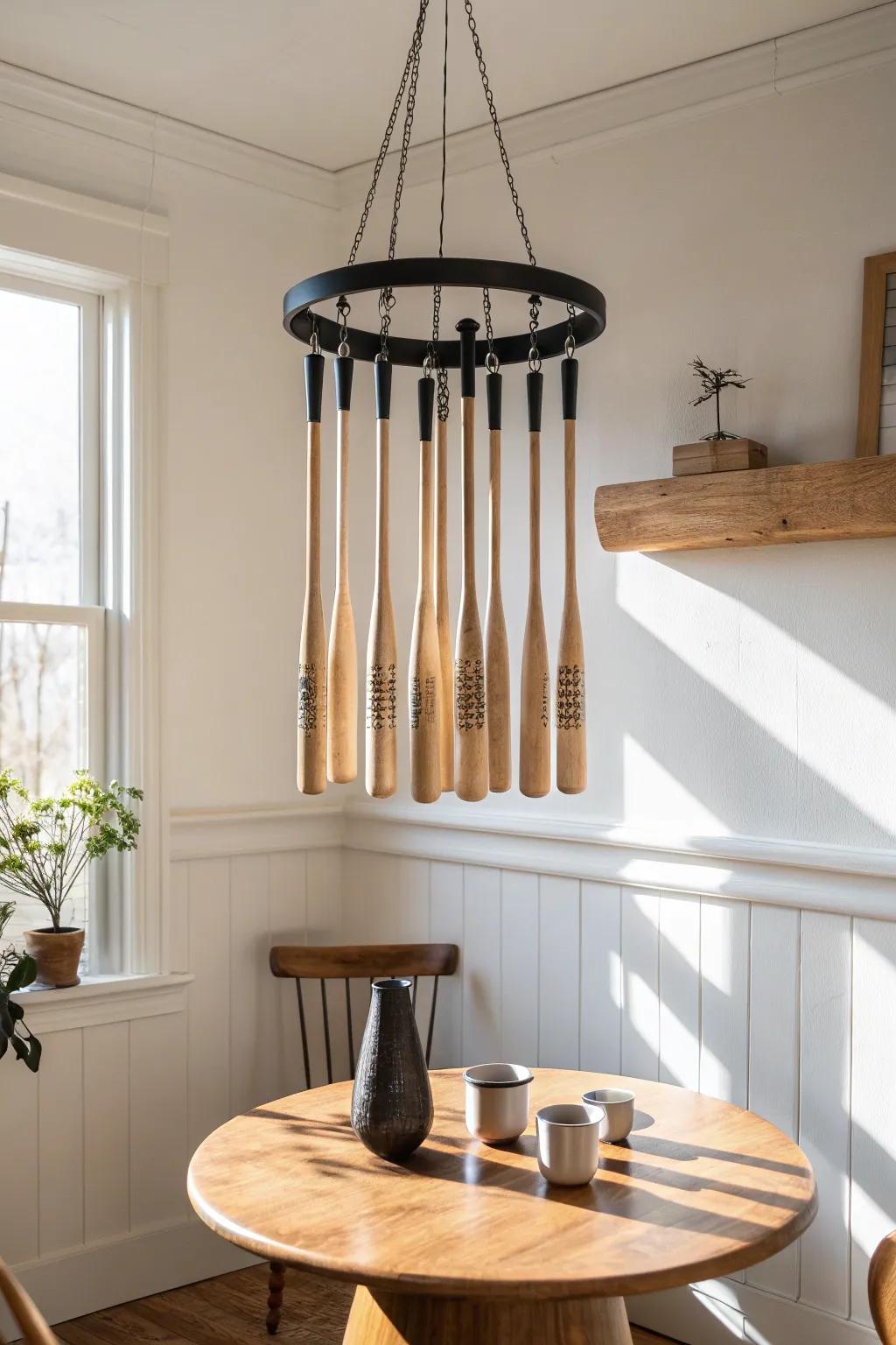 Ceiling-hung bat chandelier: a bold, handcrafted centerpiece with clean Scandinavian lines.