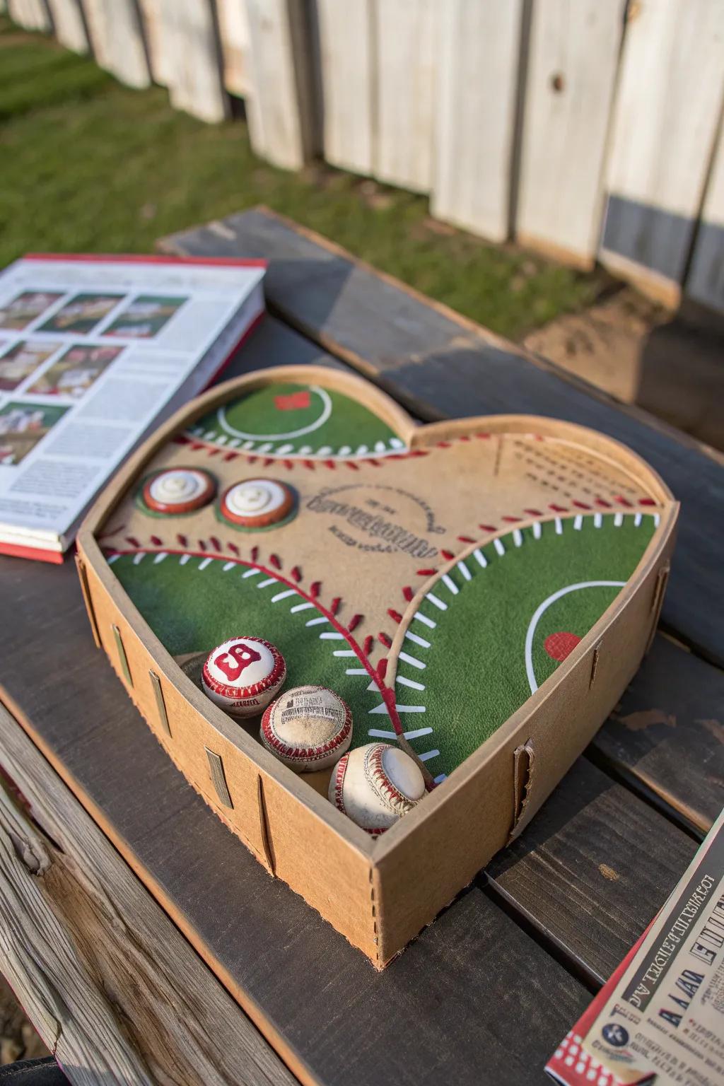 Hit a home run for the environment with this eco-friendly baseball field Valentine box, crafted from recycled materials. Perfect for teaching kids creativity and sustainability!