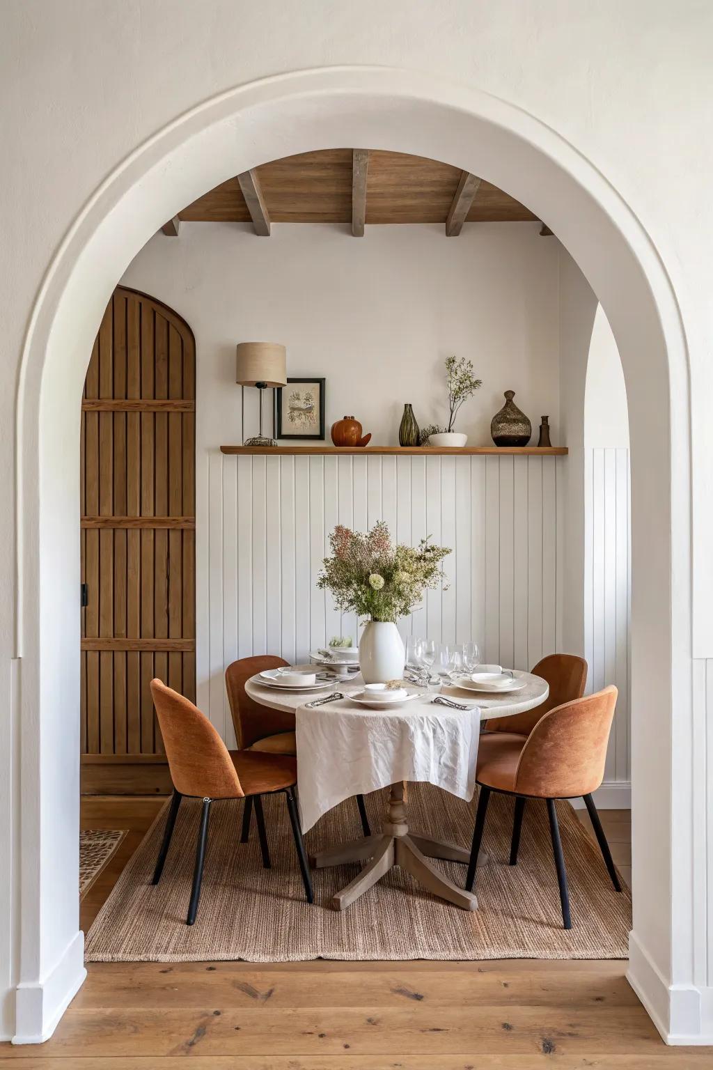 Turn a simple niche into a showstopping arched board-and-batten moment for the dining room.