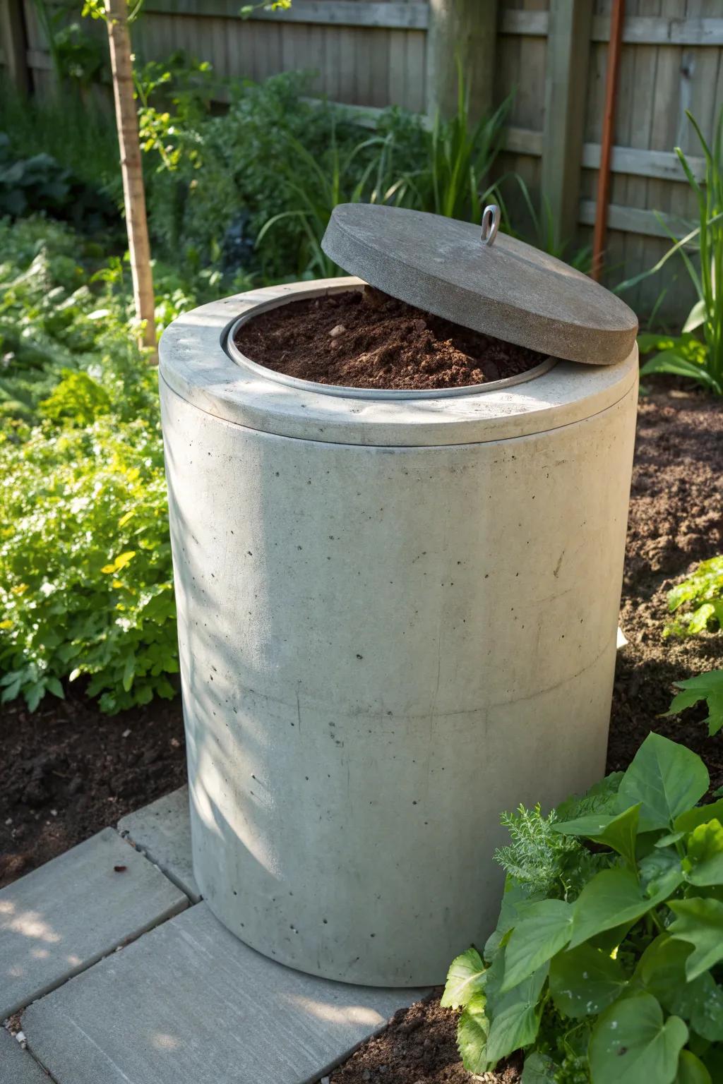Transform your garden with a sustainable edge—this concrete compost bin blends durability with eco-friendly style.