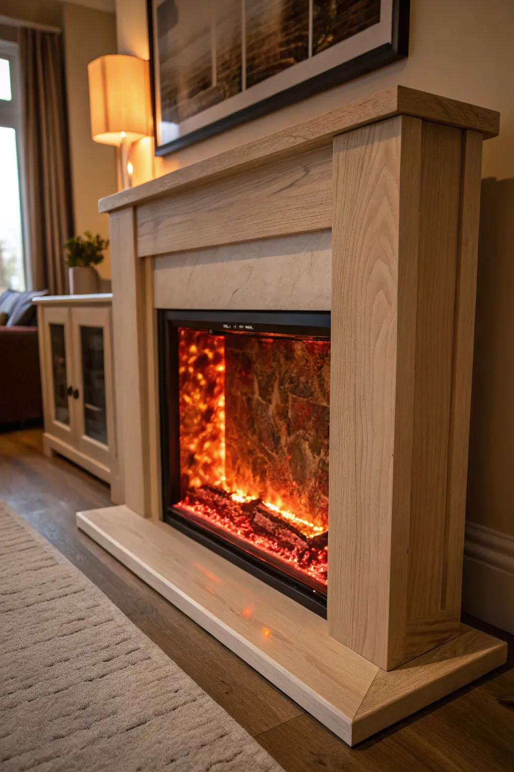 DIY glowing ember art: a warm, always-lit firebox centerpiece for magical Christmas nights.